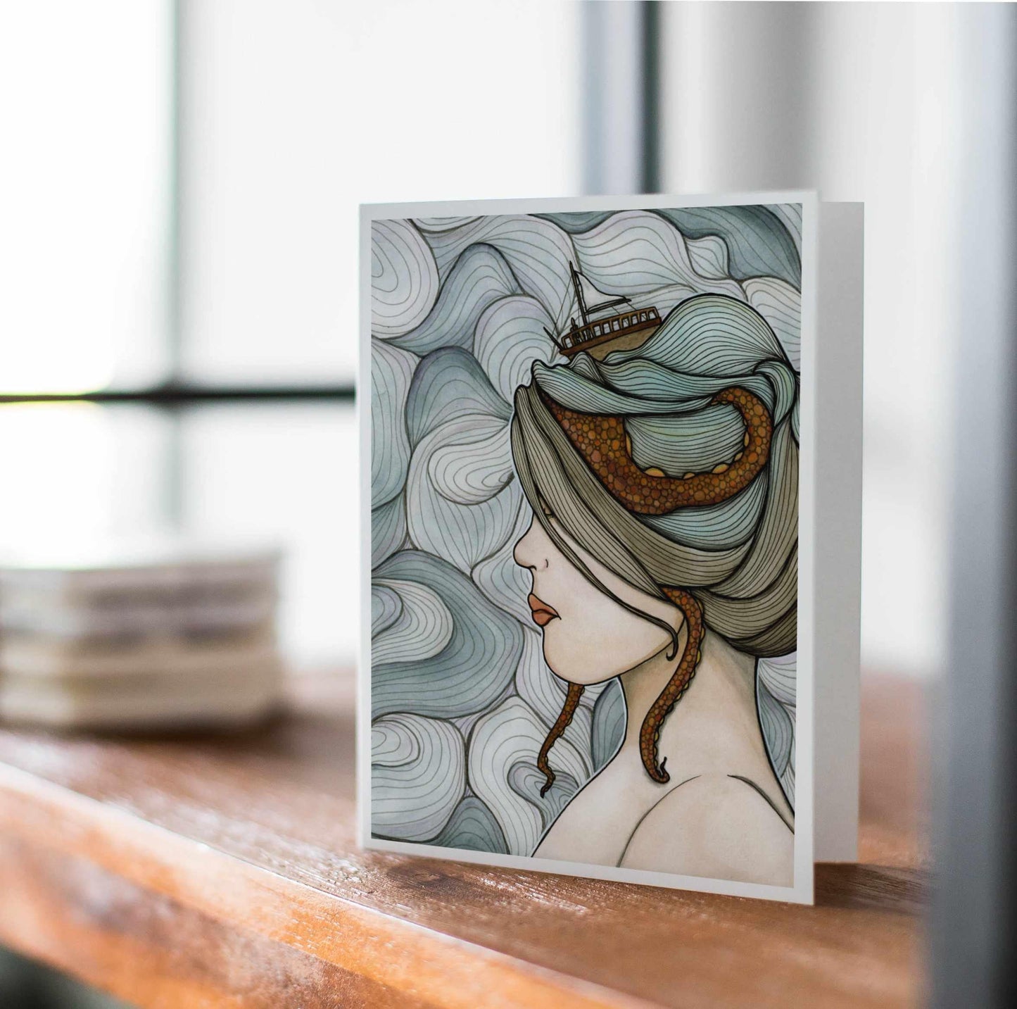 PinkPolish Design Note Cards "Adrift" Handmade Notecard