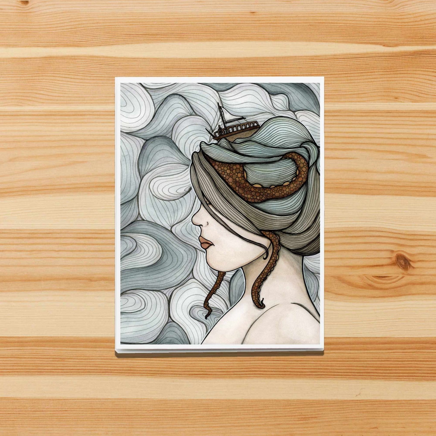 PinkPolish Design Note Cards "Adrift" Handmade Notecard