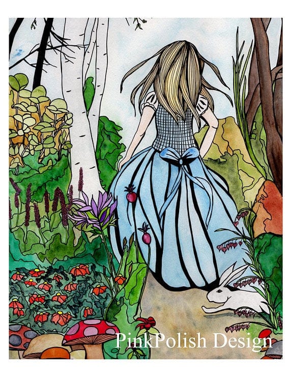 PinkPolish Design Art Prints "Alice" Watercolor Painting: Art Print