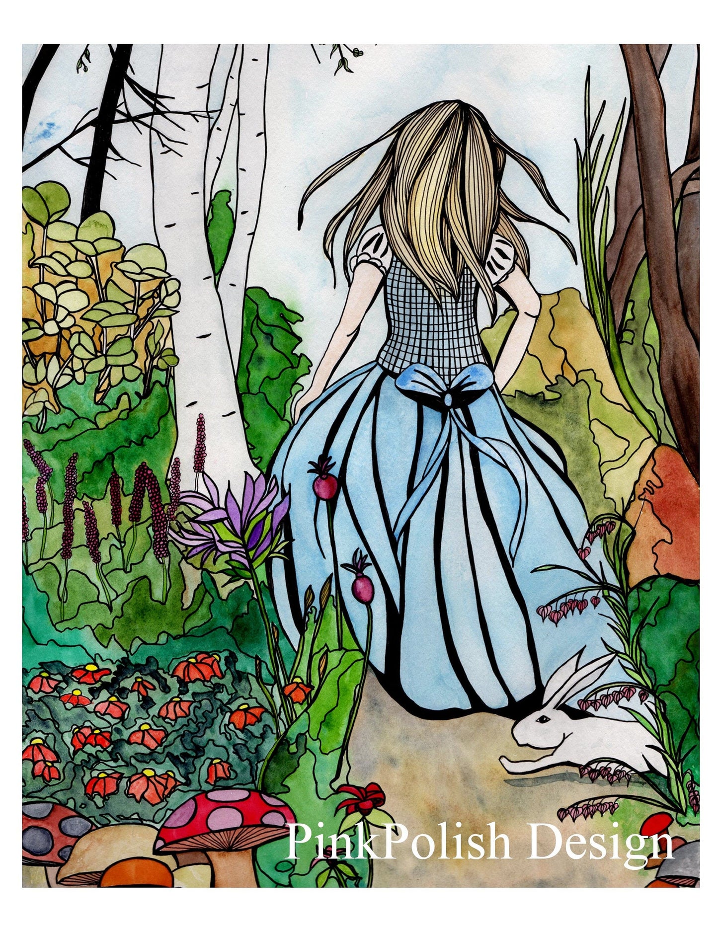 PinkPolish Design Art Prints "Alice" Watercolor Painting: Art Print