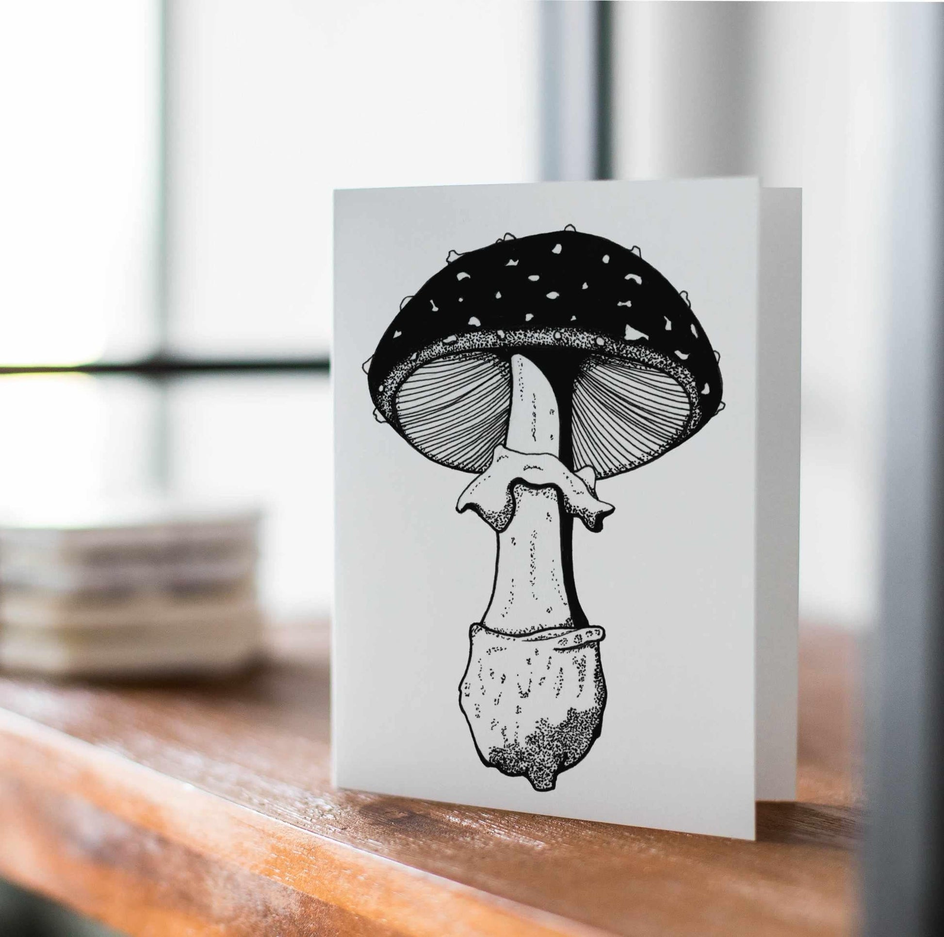 PinkPolish Design Note Cards "Amanita Mushroom" Handmade Notecard
