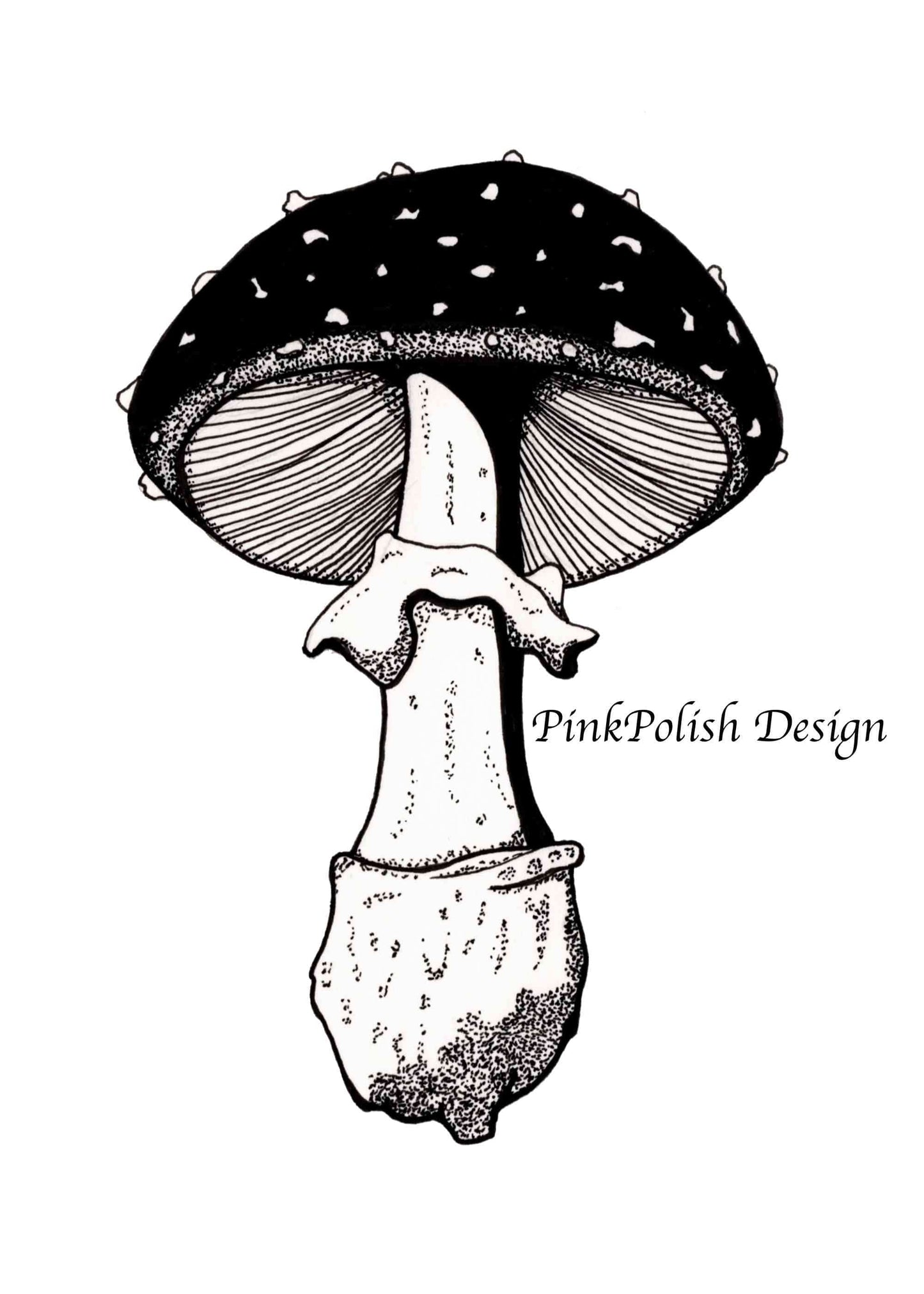 PinkPolish Design Art Prints "Amanita Pettit Mushroom" Watercolor Painting: Art Print