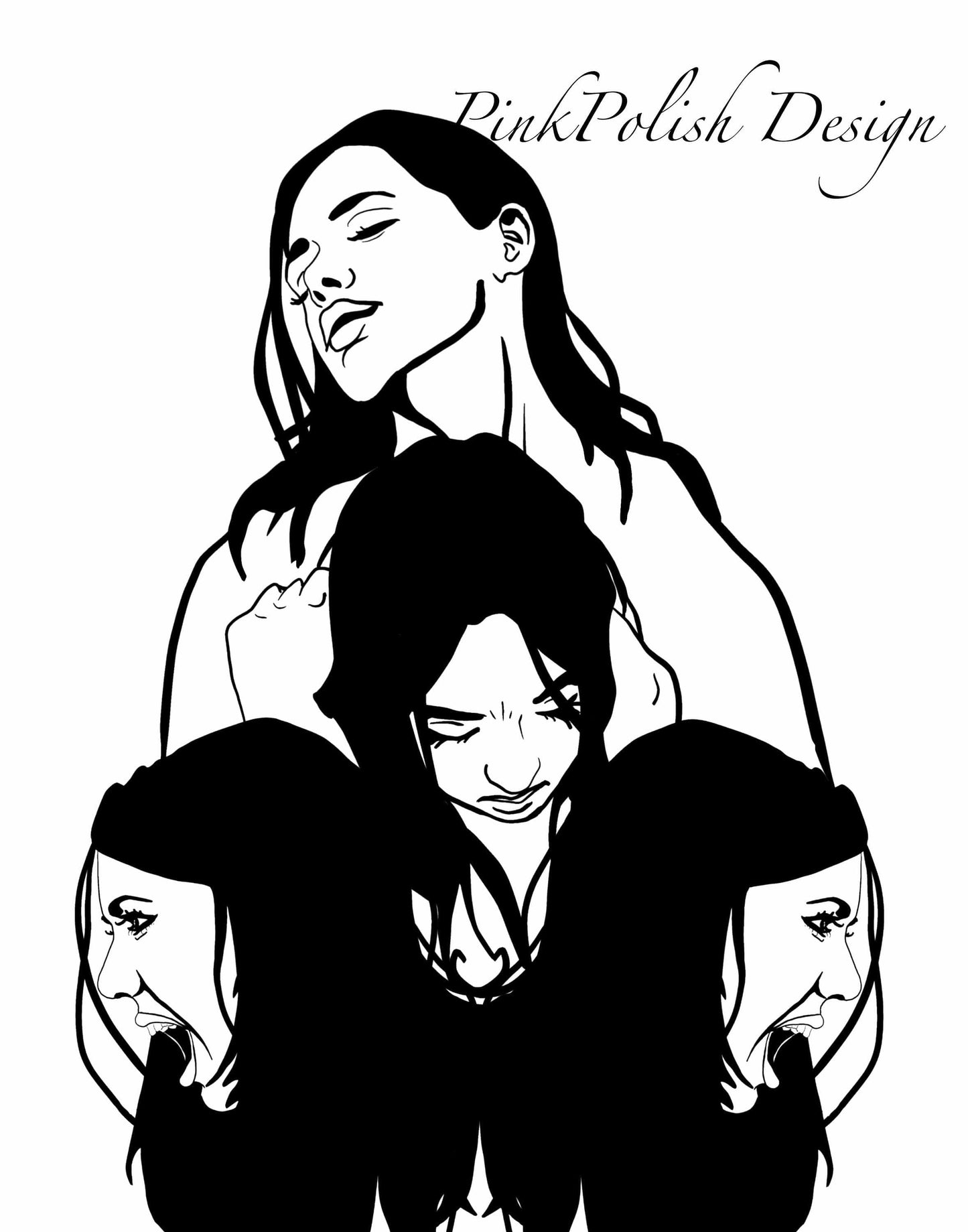 PinkPolish Design Posters, Prints, & Visual Artwork "Anxiety" Digital Ink Drawing: Art Print