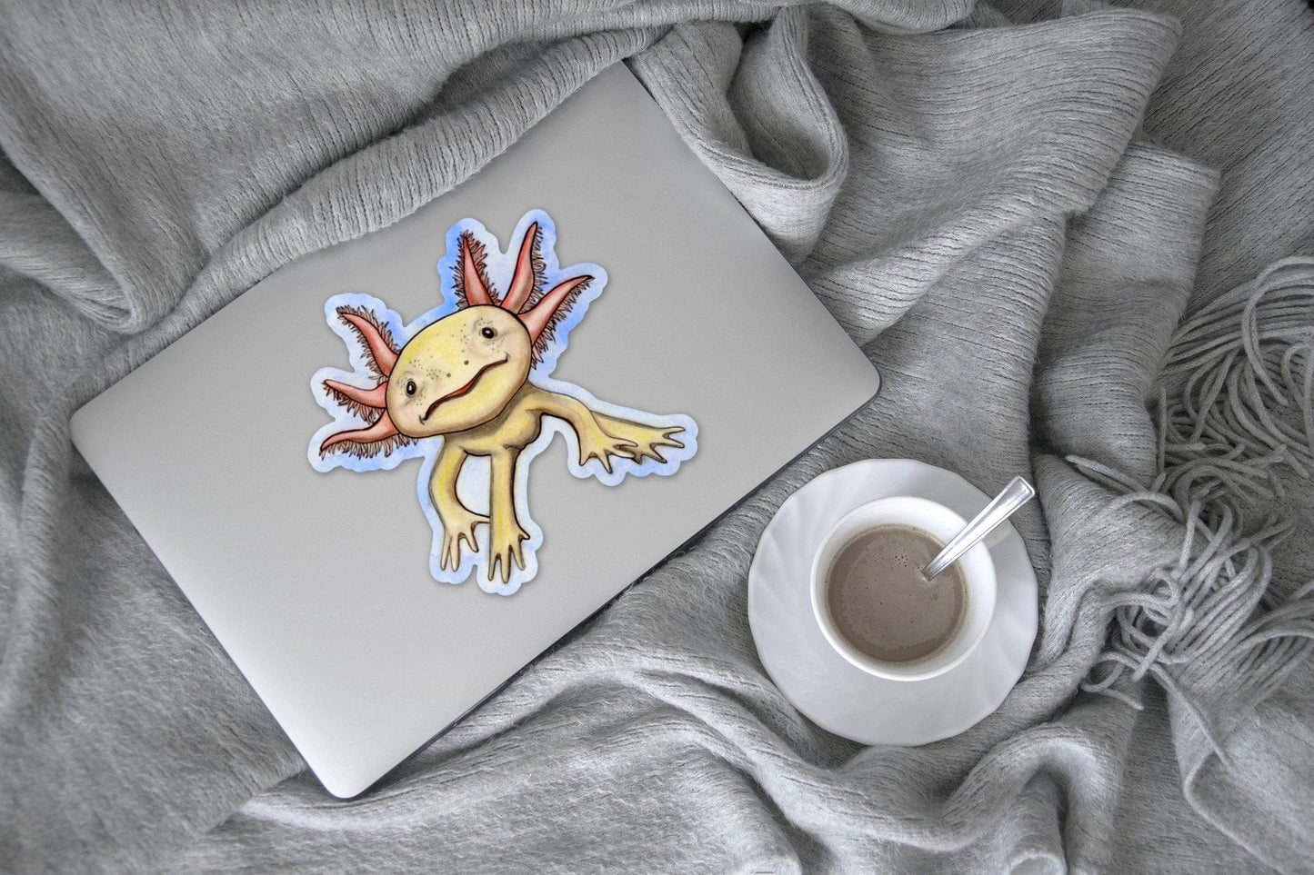 PinkPolish Design Giant Stickers "Axolotl Cutie" Giant Vinyl Die Cut Sticker