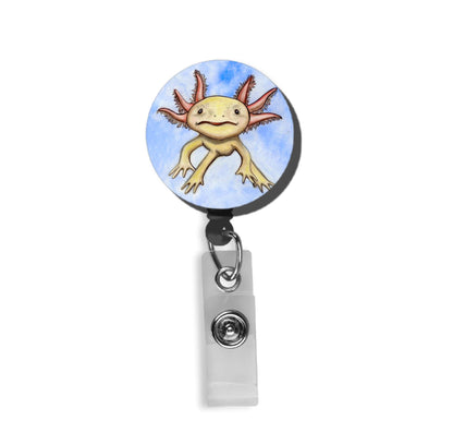 PinkPolish Design Badge Reels & Lanyards "Axolotl Cutie" Retractable Badge Reel