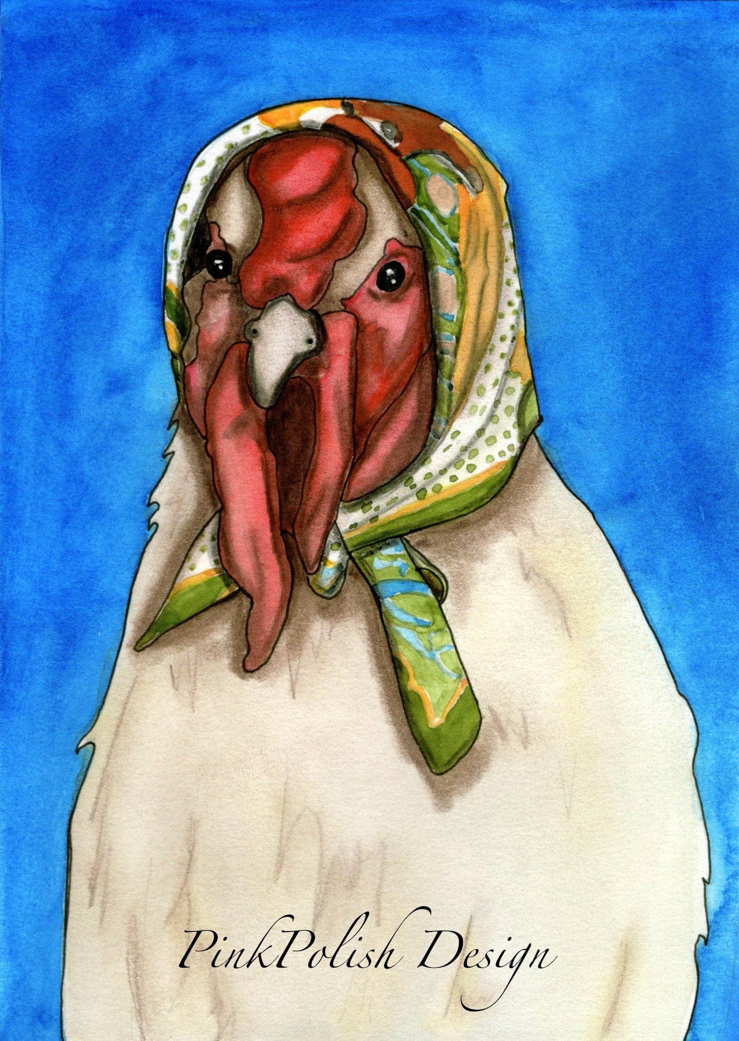 PinkPolish Design Art Prints "Bawk-Buska" Watercolor Painting: Art Print
