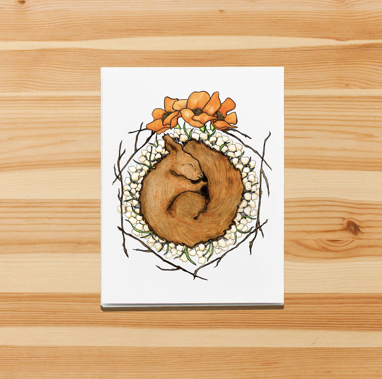 PinkPolish Design Note Cards "Be Like the Squirrel" Handmade Notecard