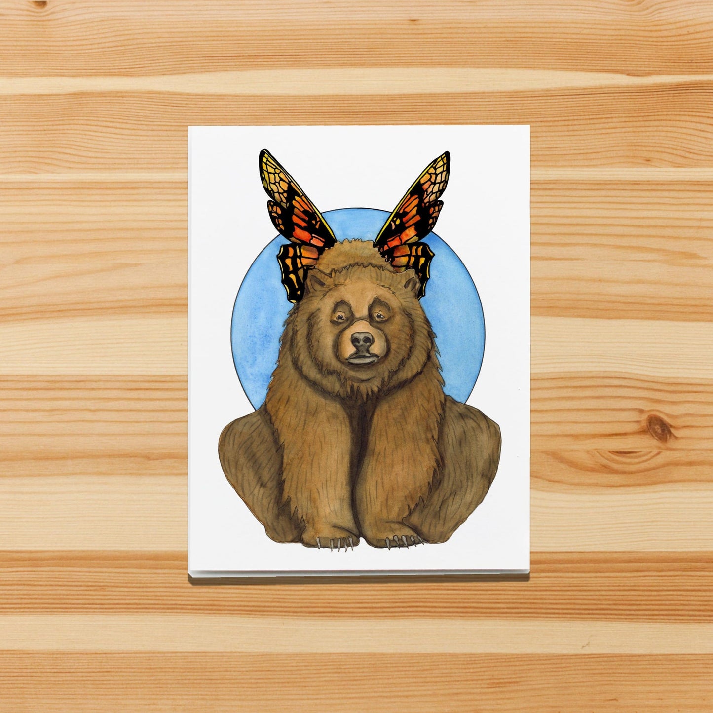 PinkPolish Design Note Cards "Bearfae" Handmade Notecard