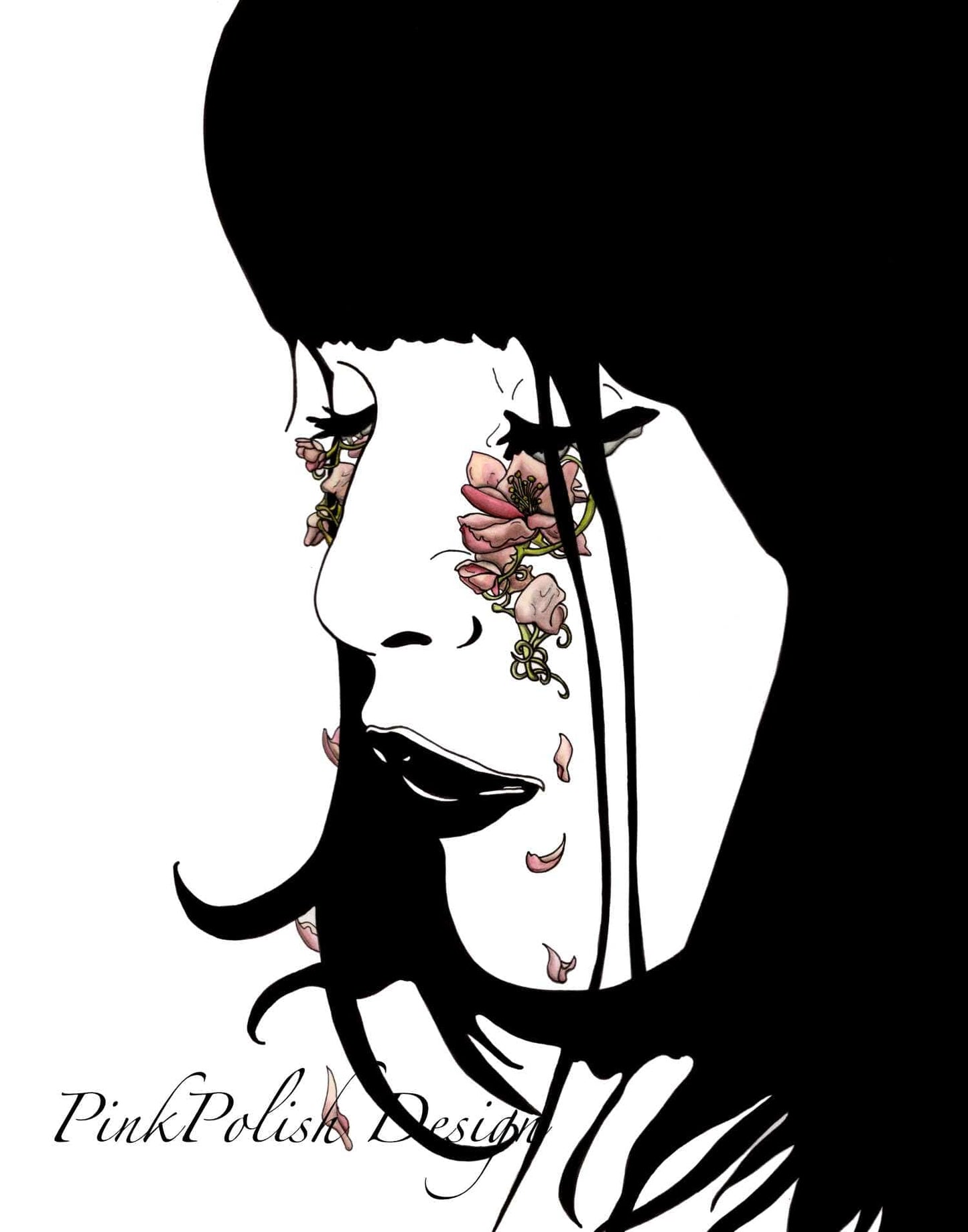 PinkPolish Design Art Prints "Beautiful Tears" Ink Drawing: Art Print