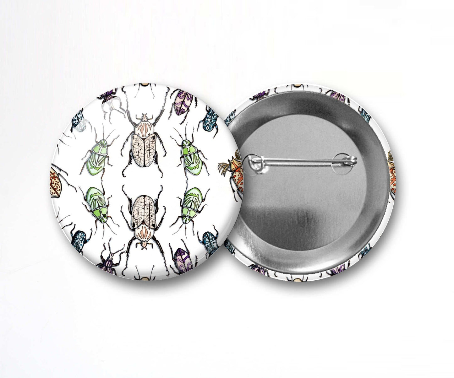 PinkPolish Design Buttons "Beetle Repetition" Pin Back Button, 2.25 Inch