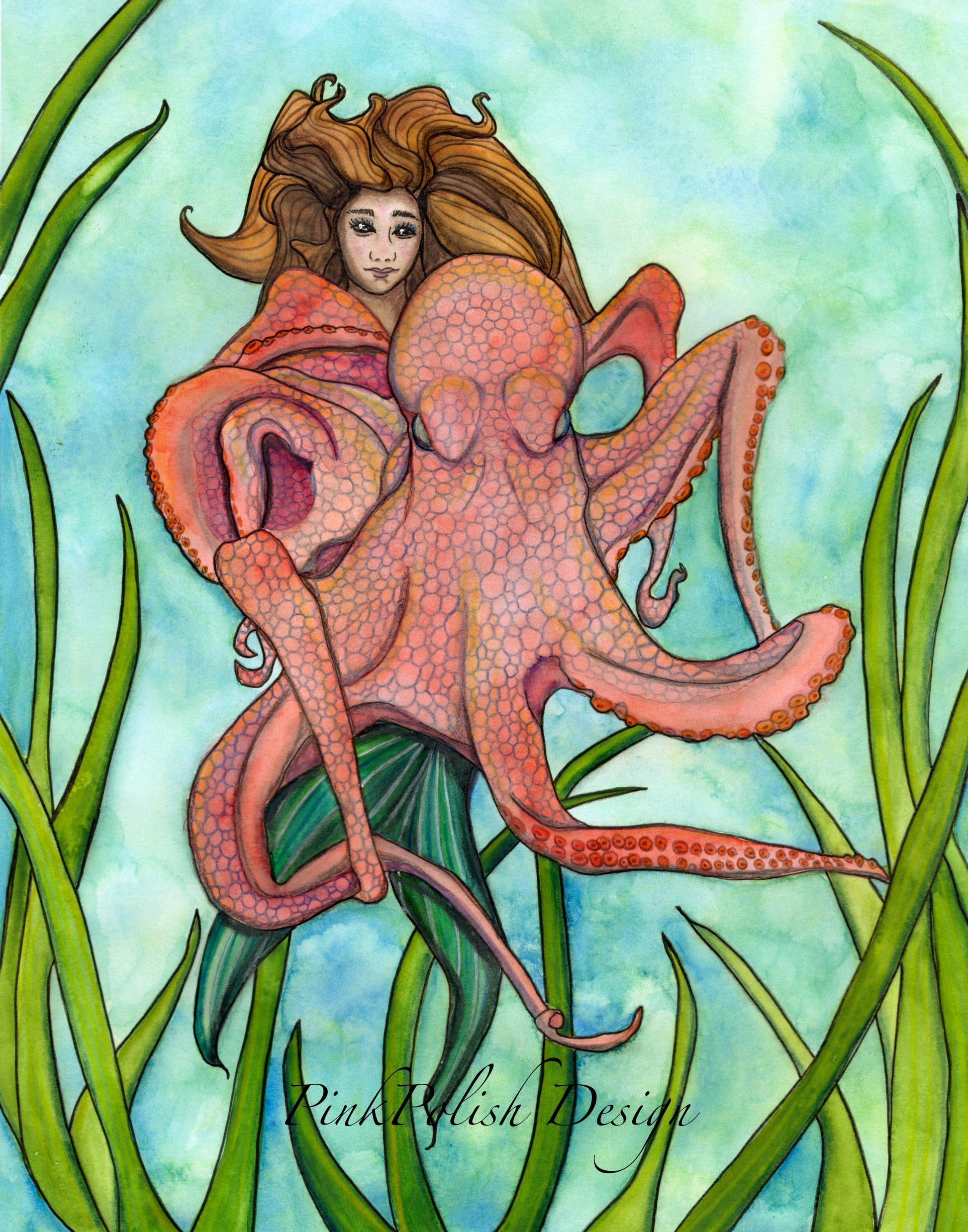 PinkPolish Design Art Prints "Blind Date"  Watercolor Painting: Art Print