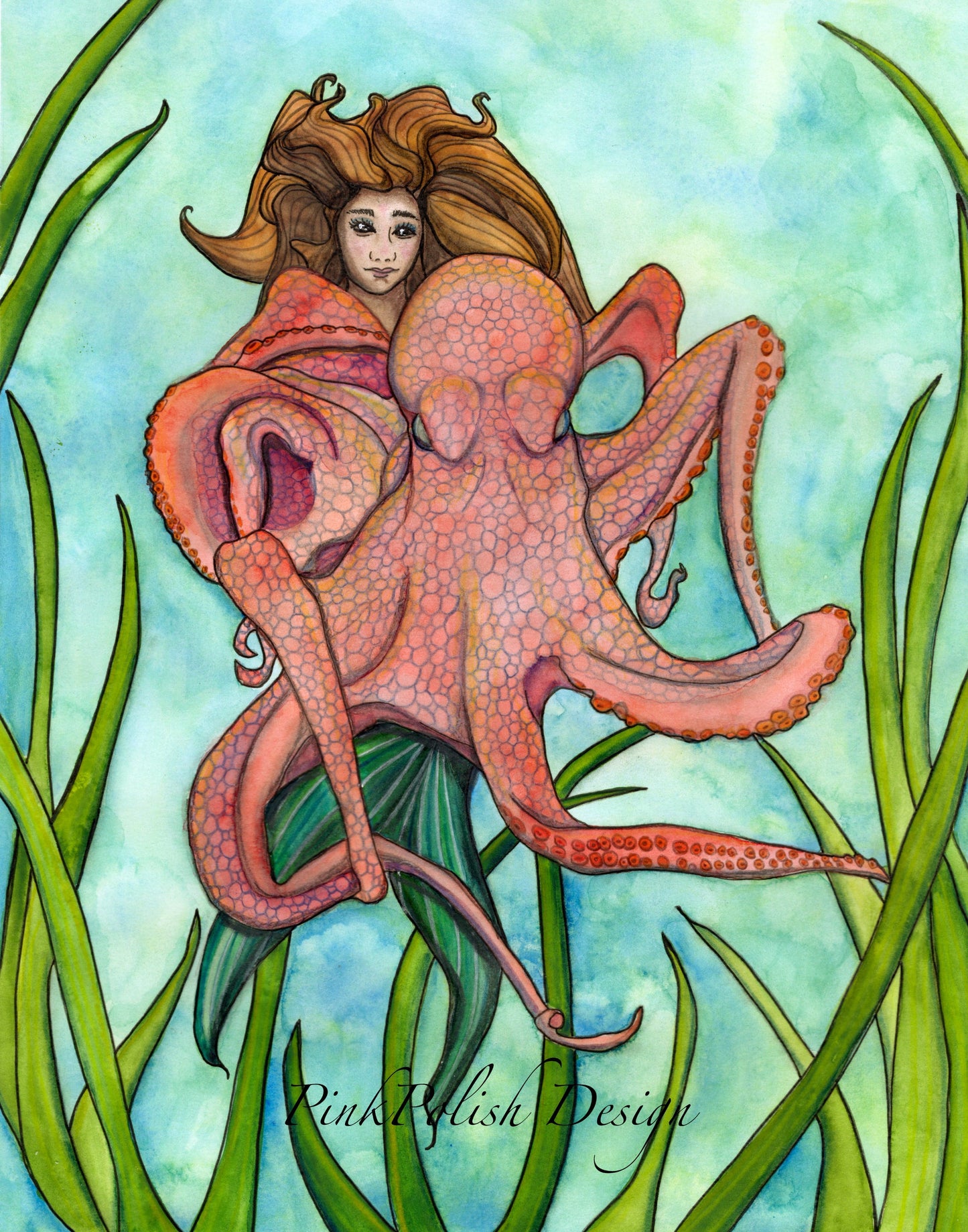 PinkPolish Design Art Prints "Blind Date" Watercolor Painting: Art Print
