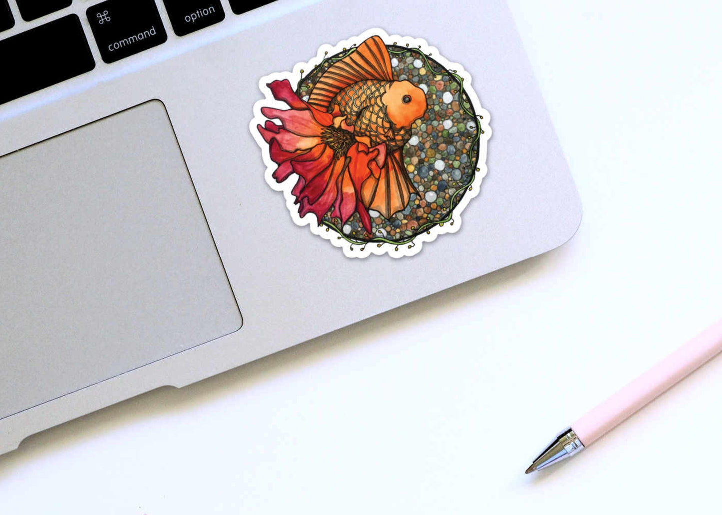 PinkPolish Design Stickers "Blooming Goldfish" Die Cut Vinyl Sticker