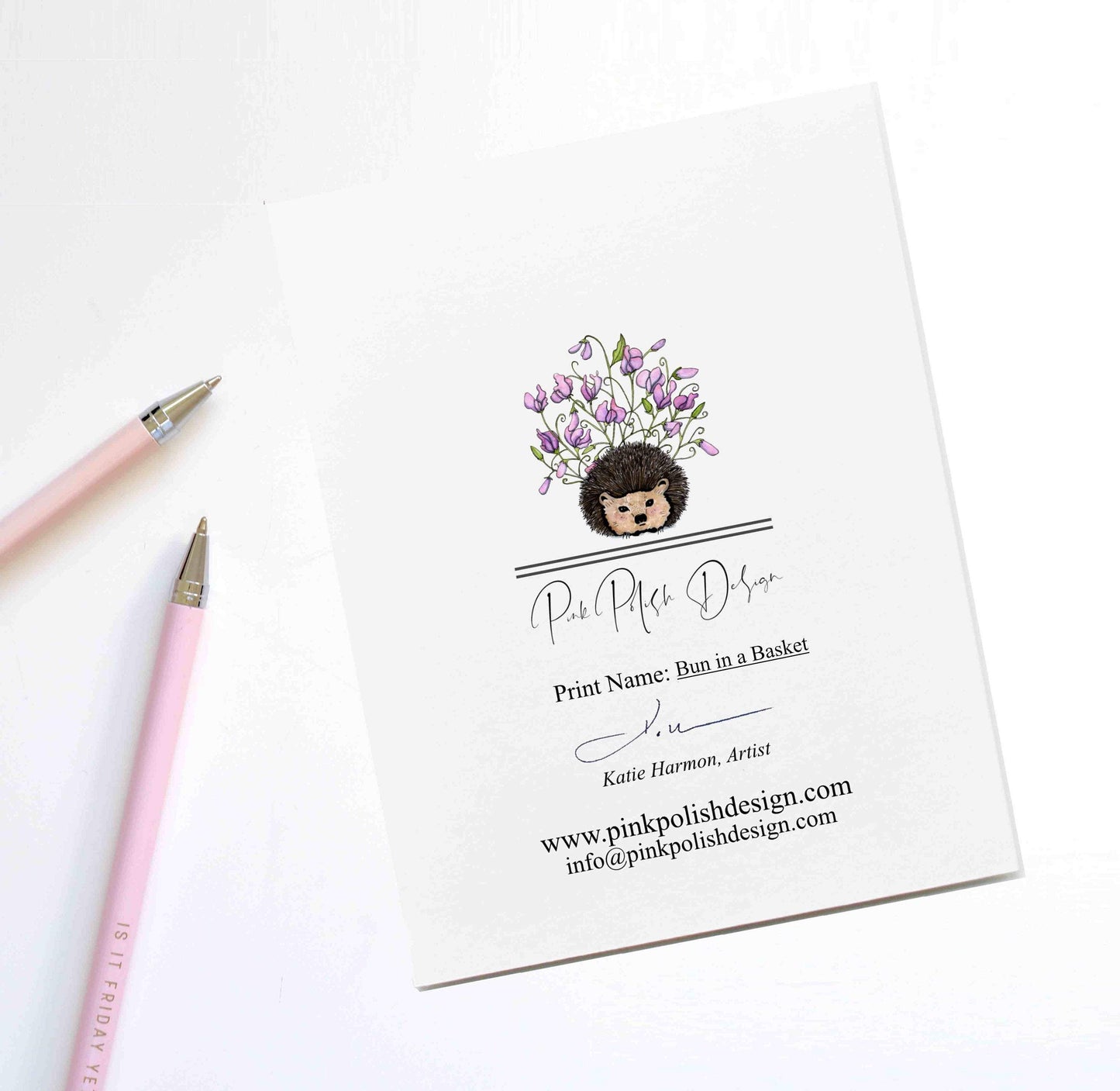 PinkPolish Design Note Cards "Bonnet" Handmade Notecard