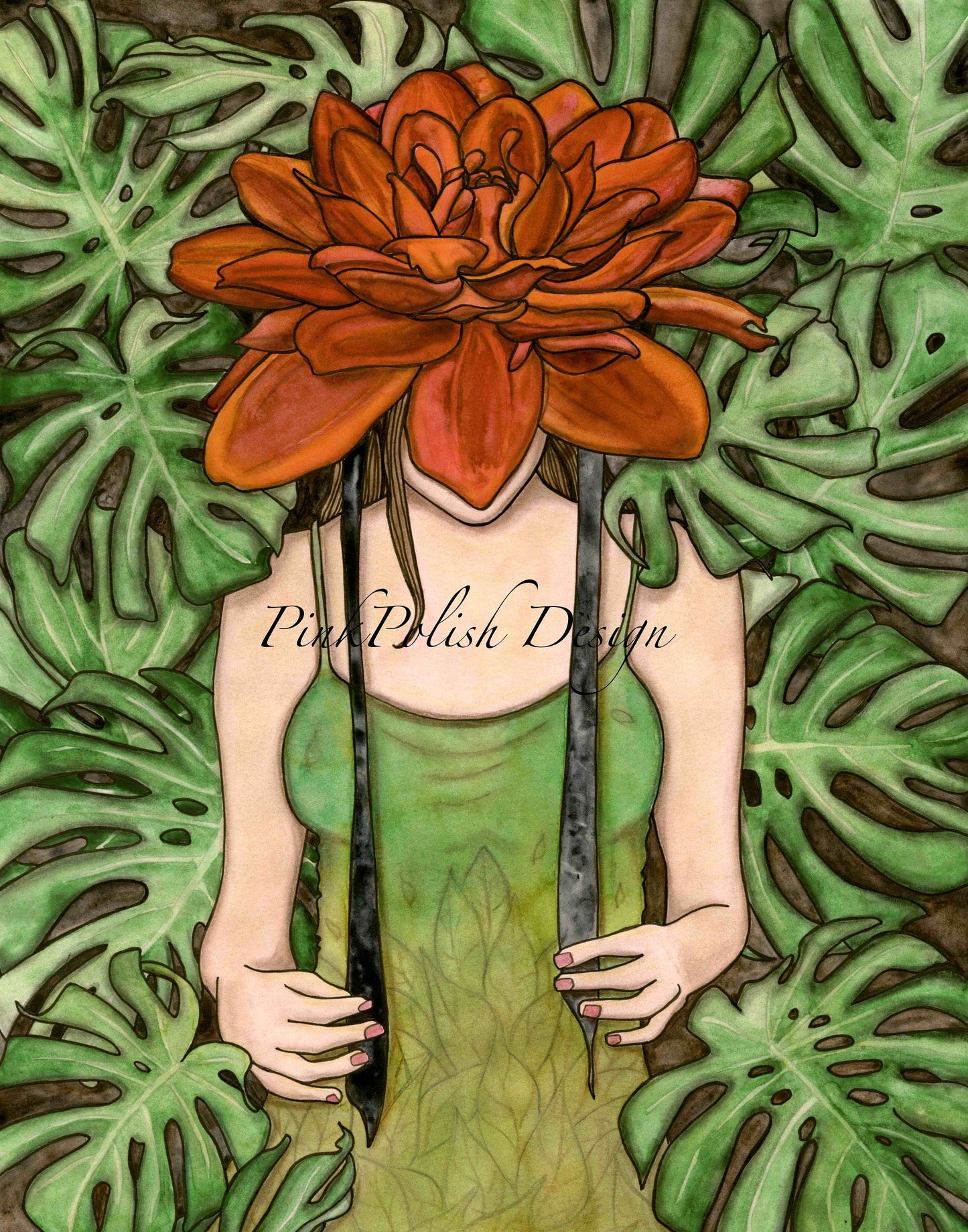 PinkPolish Design Art Prints "Bonnet" Watercolor Painting: Art Print