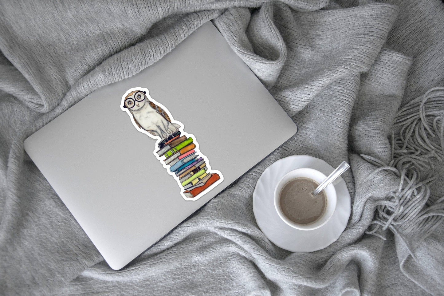 PinkPolish Design Giant Stickers "Book-Learned Owl' Giant Vinyl Die Cut Sticker