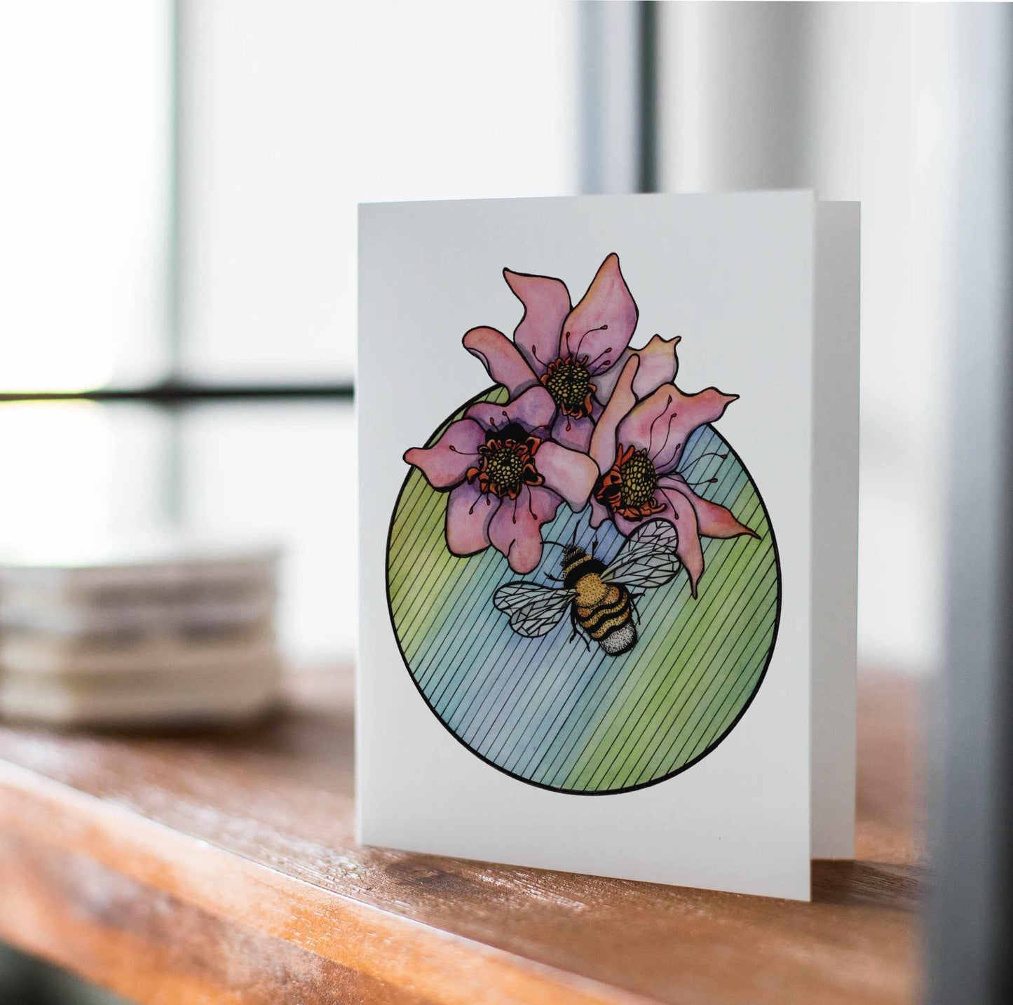 PinkPolish Design Note Cards "Bumble" Handmade Notecard