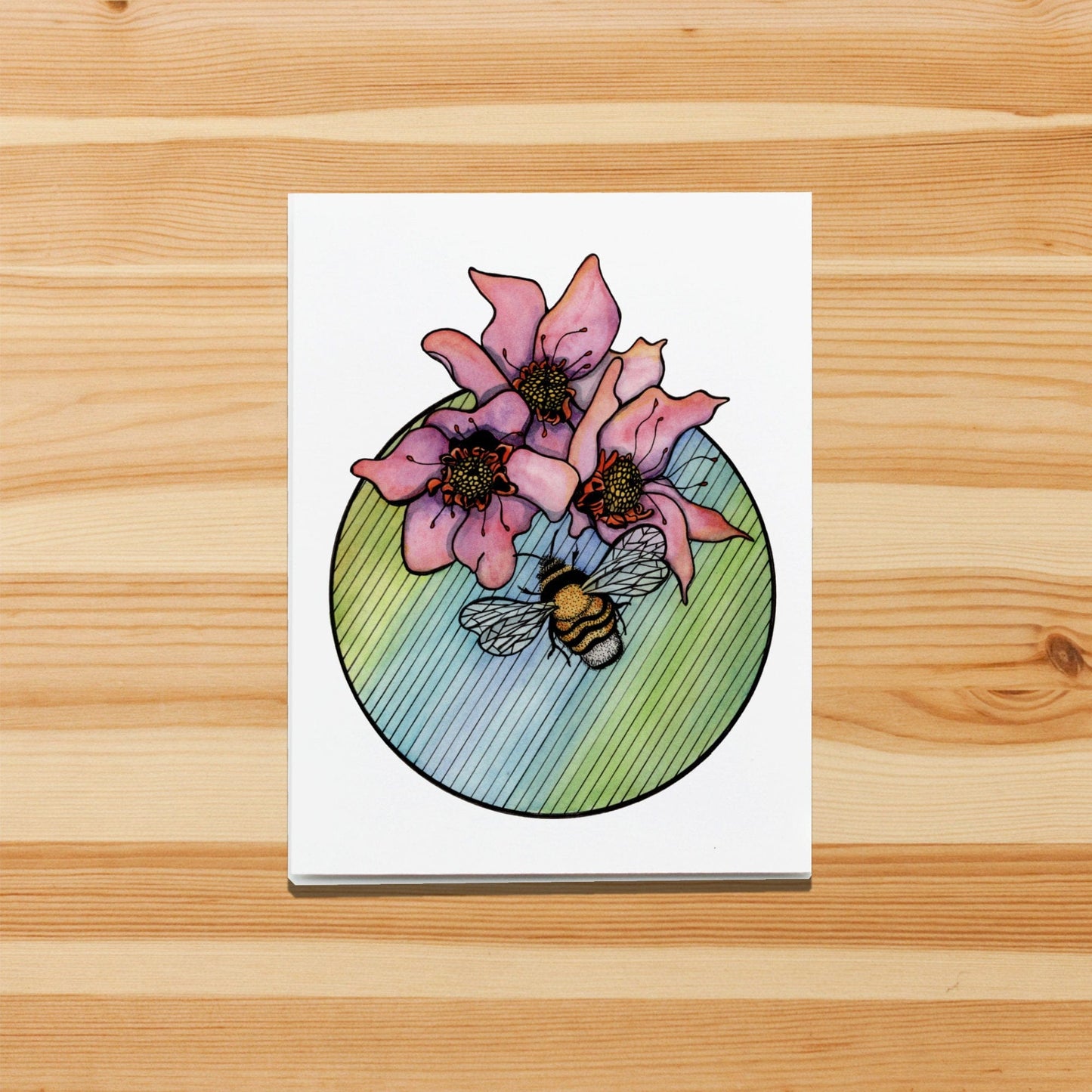 PinkPolish Design Note Cards "Bumble" Handmade Notecard
