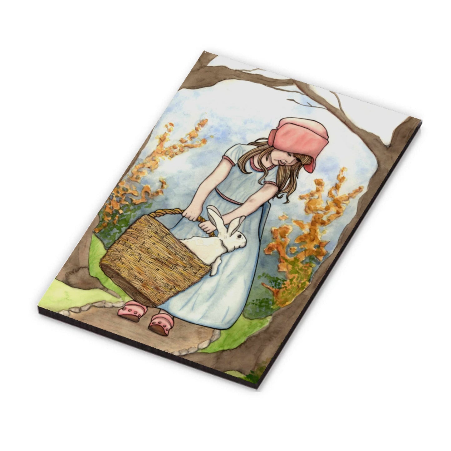PinkPolish Design Refrigerator Magnets "Bun in a Basket" 2"x3" Wood Refrigerator Magnet