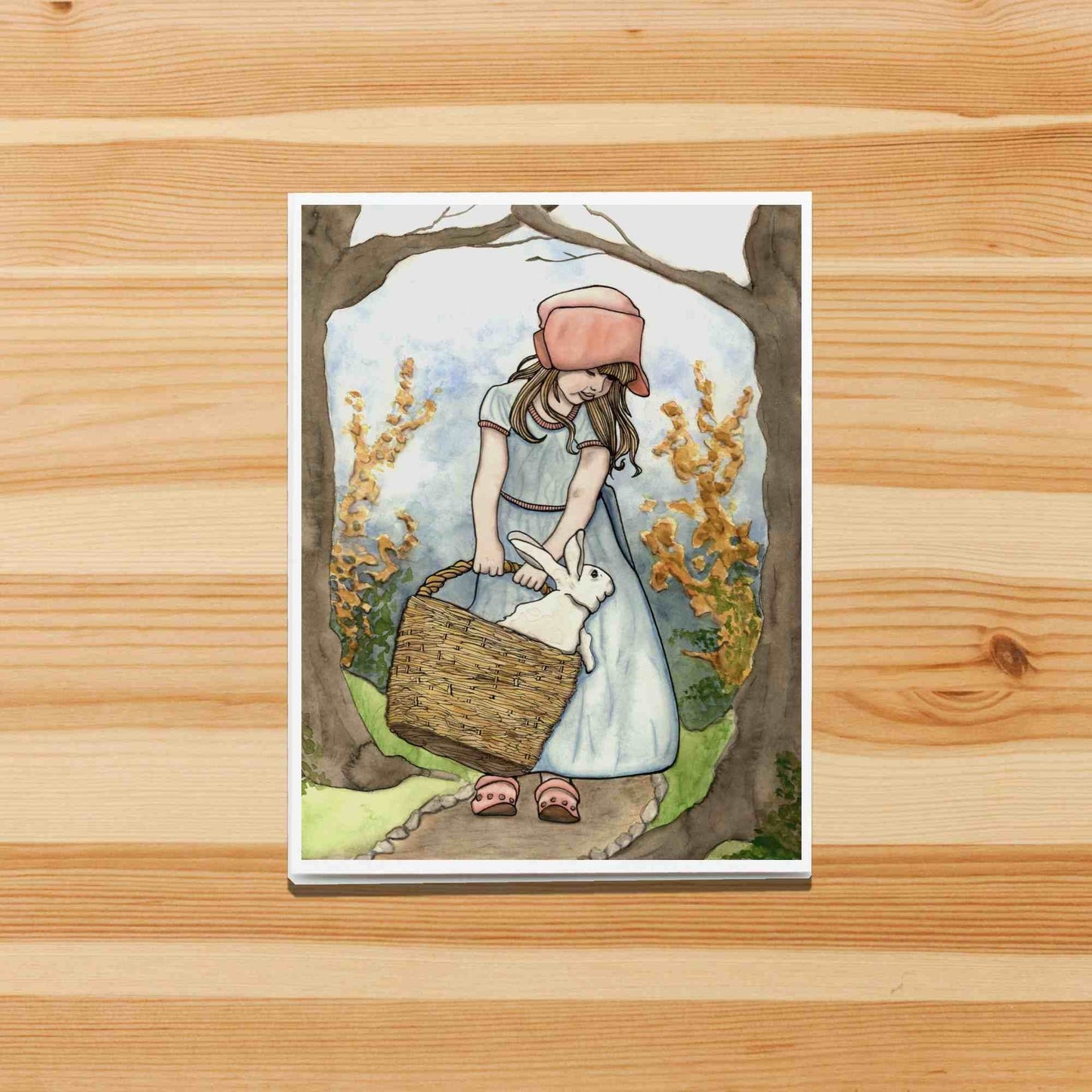 PinkPolish Design Note Cards "Bun in a Basket" Handmade Notecard