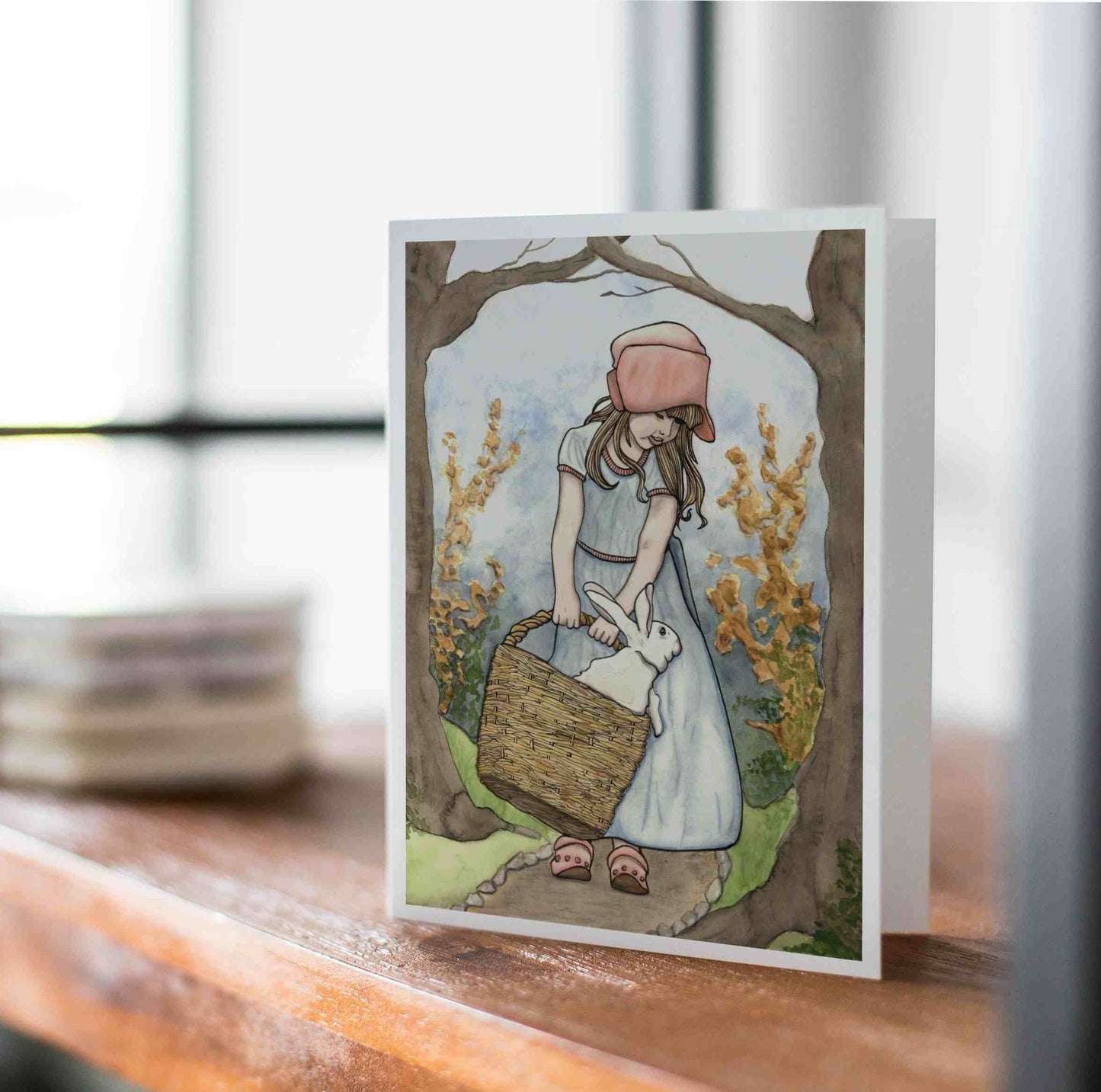 PinkPolish Design Note Cards "Bun in a Basket" Handmade Notecard