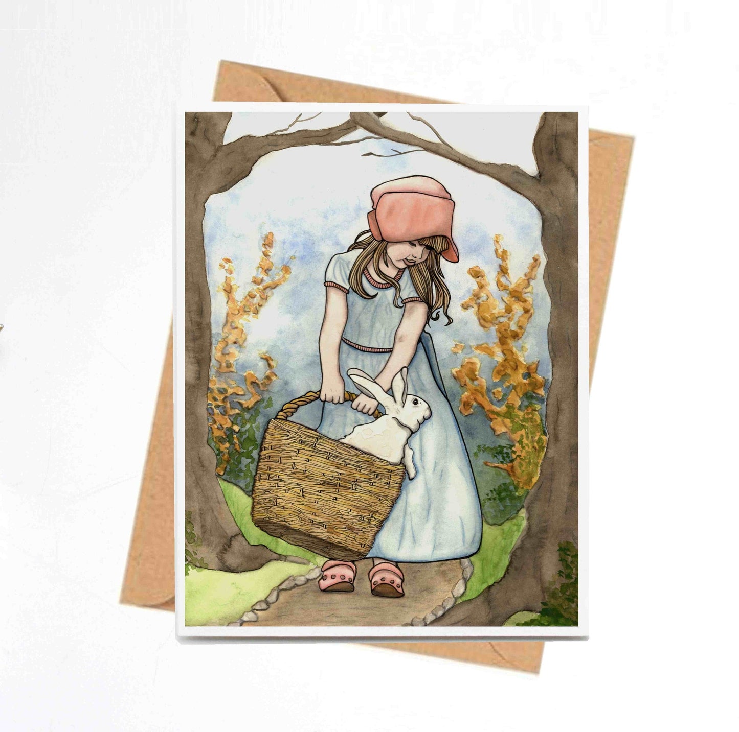 PinkPolish Design Note Cards "Bun in a Basket" Handmade Notecard
