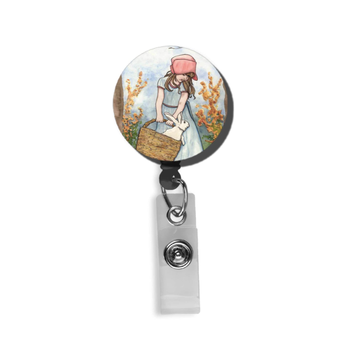 PinkPolish Design Badge Reels & Lanyards "Bun in a Basket" Retractable Badge Reel
