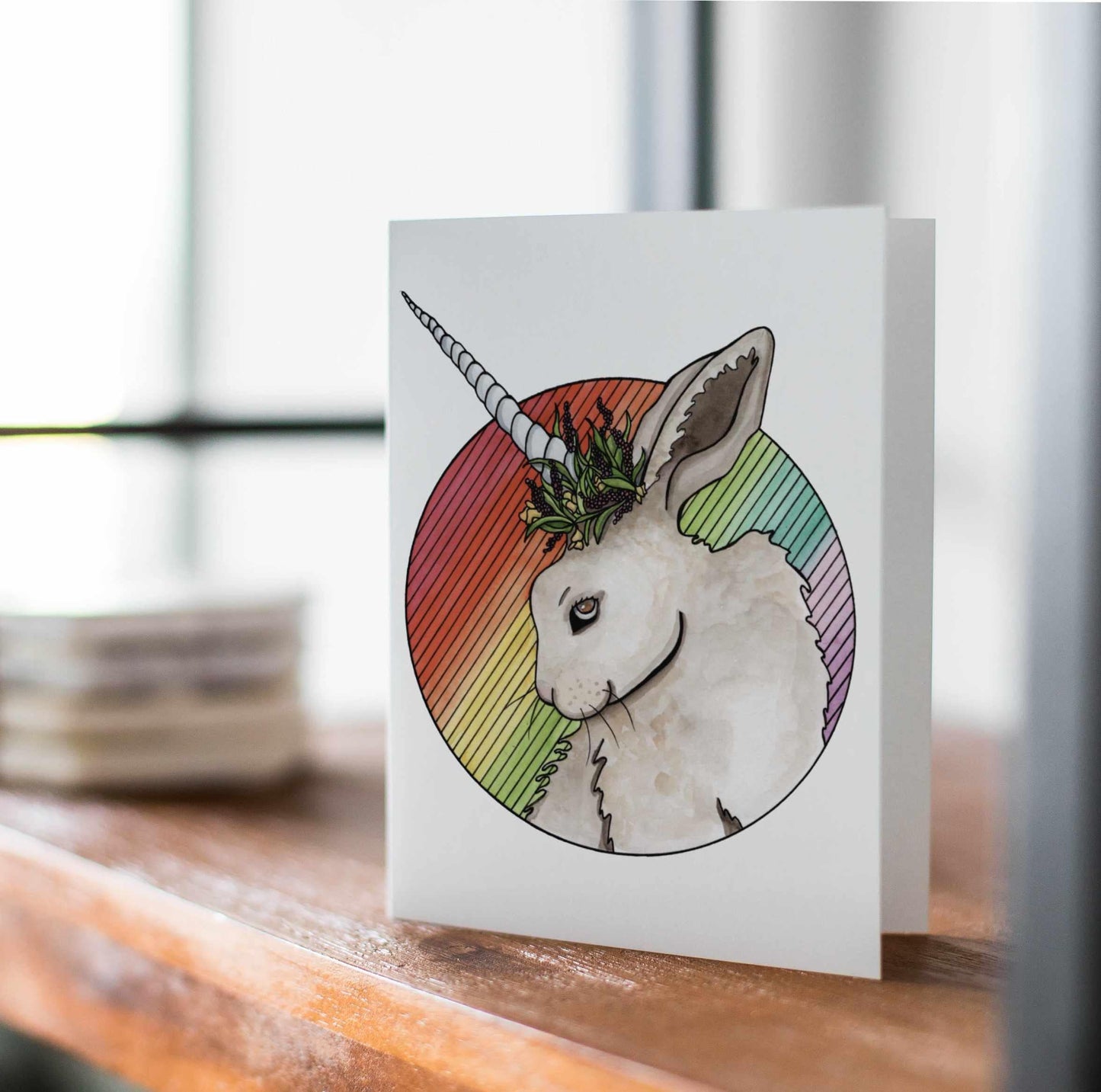PinkPolish Design Note Cards "Bunnicorn" Handmade Notecard