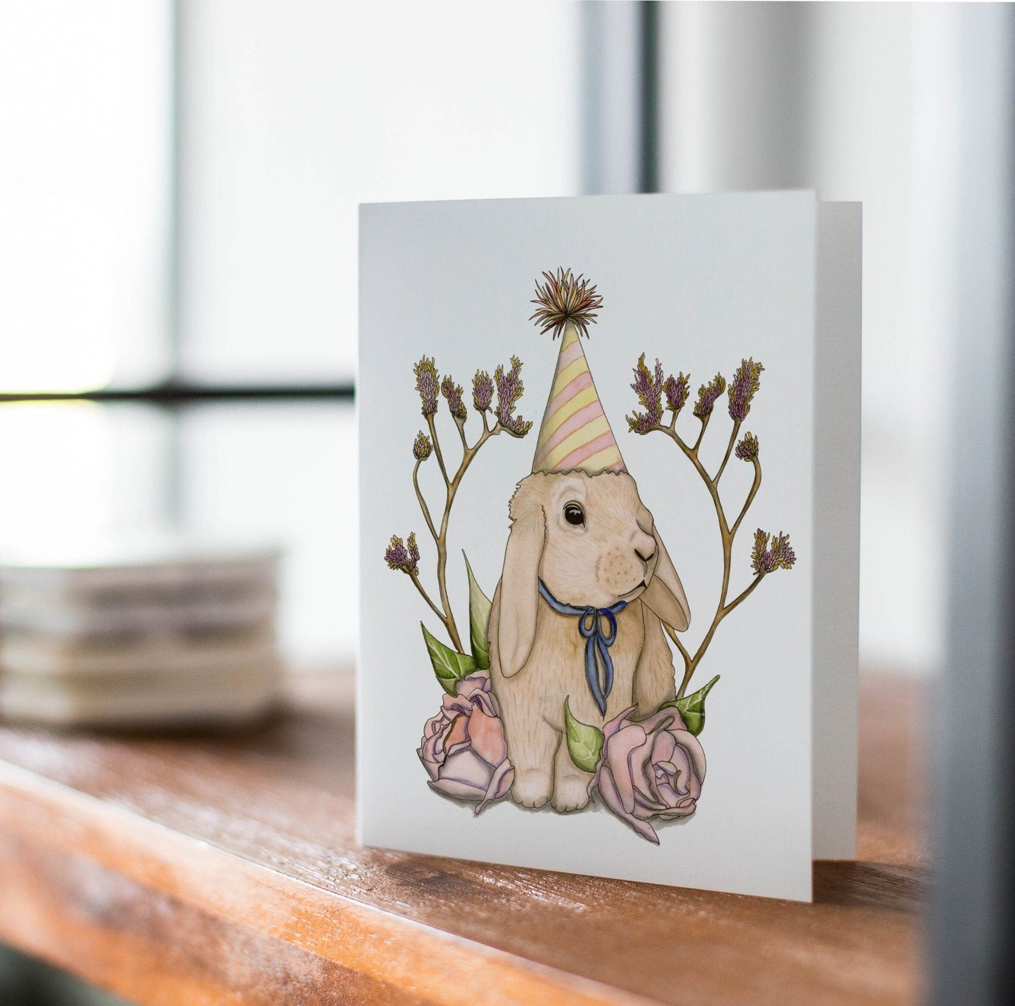 PinkPolish Design Note Cards "Bunny Celebration" Handmade Notecard