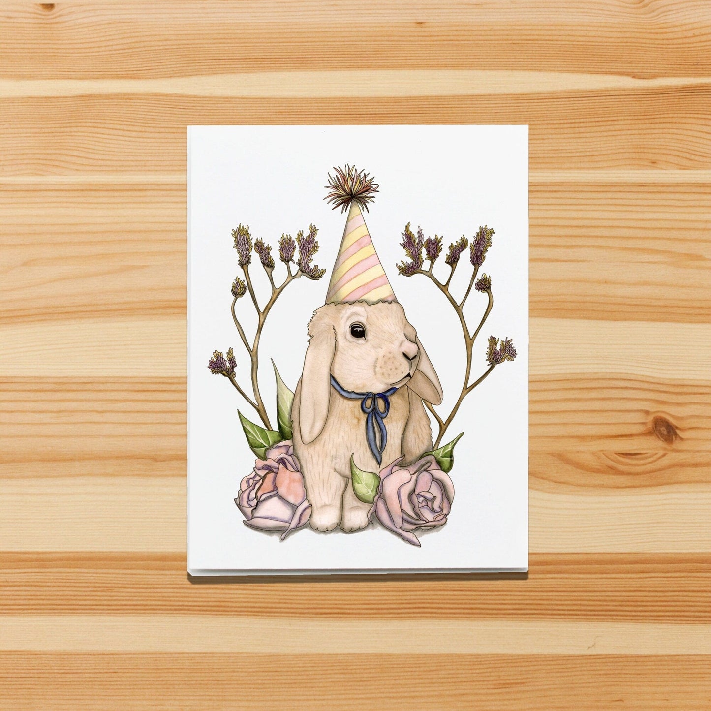PinkPolish Design Note Cards "Bunny Celebration" Handmade Notecard