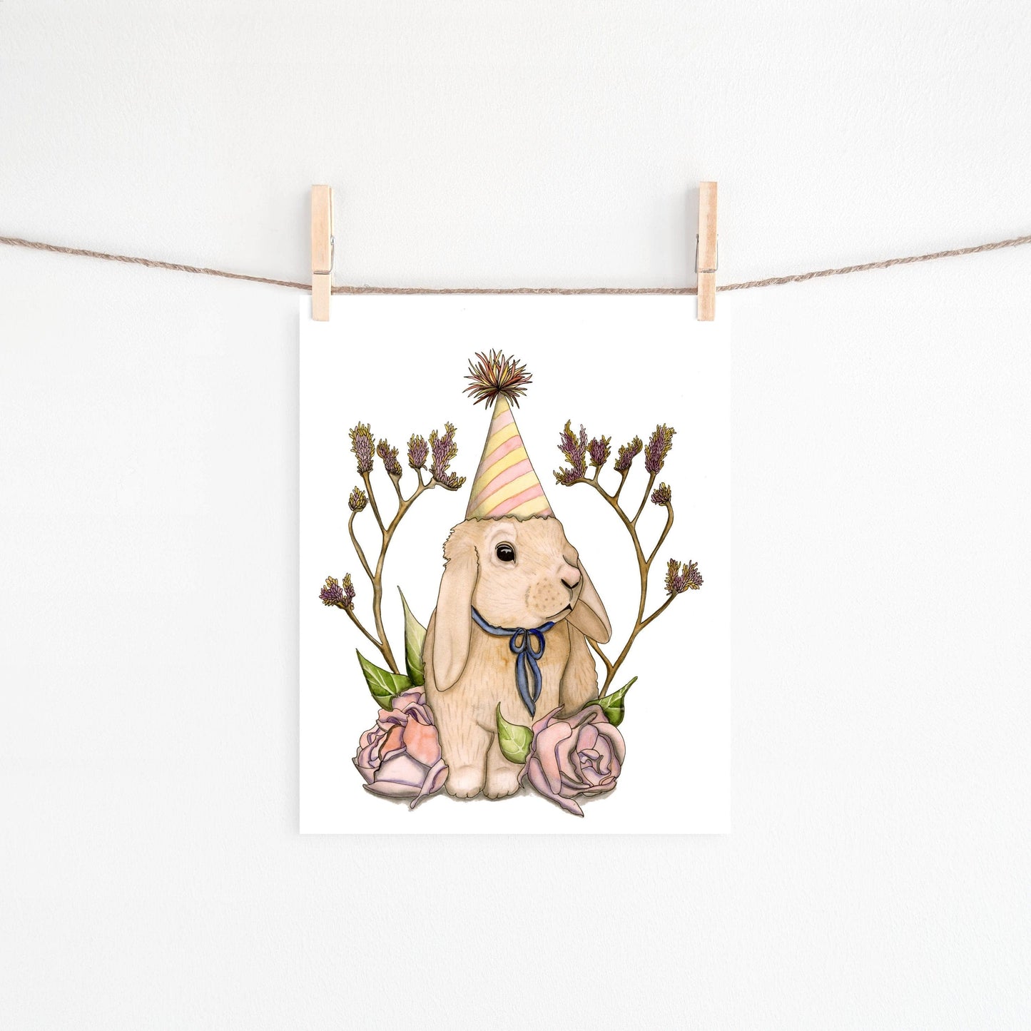 PinkPolish Design Art Prints "Bunny Celebration" Watercolor Painting: Art Print