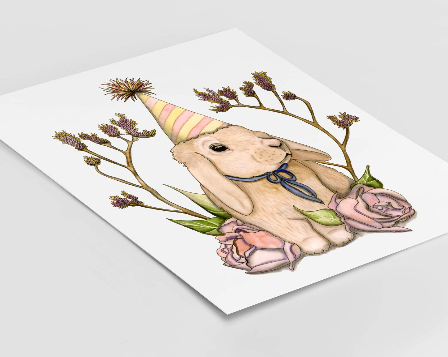 PinkPolish Design Art Prints "Bunny Celebration" Watercolor Painting: Art Print