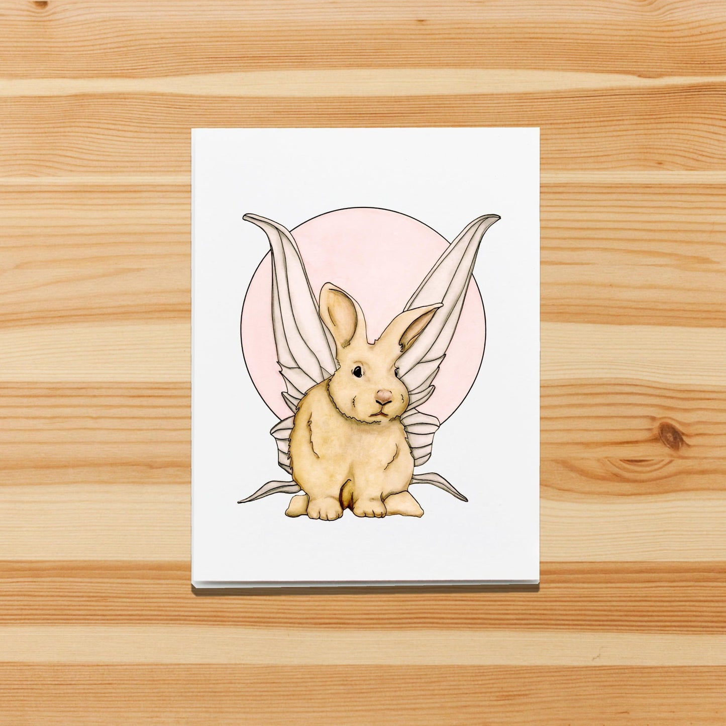 PinkPolish Design Note Cards "Bunny Fae" Handmade Notecard