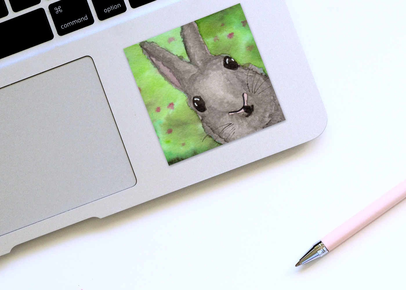 PinkPolish Design Stickers "Bunny Surprise" Square Vinyl Sticker