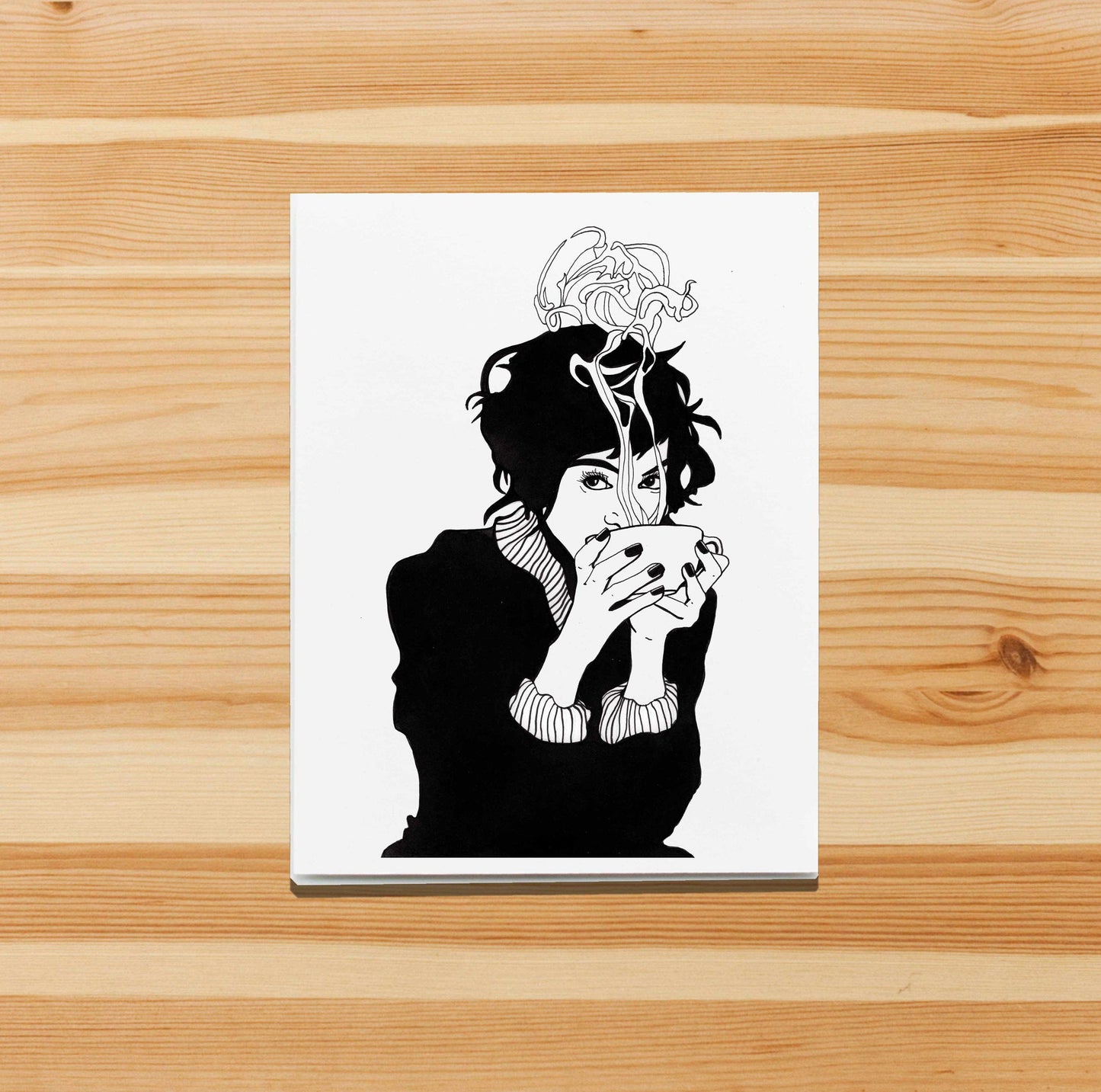 PinkPolish Design Note Cards "But First, Coffee" Handmade Notecard