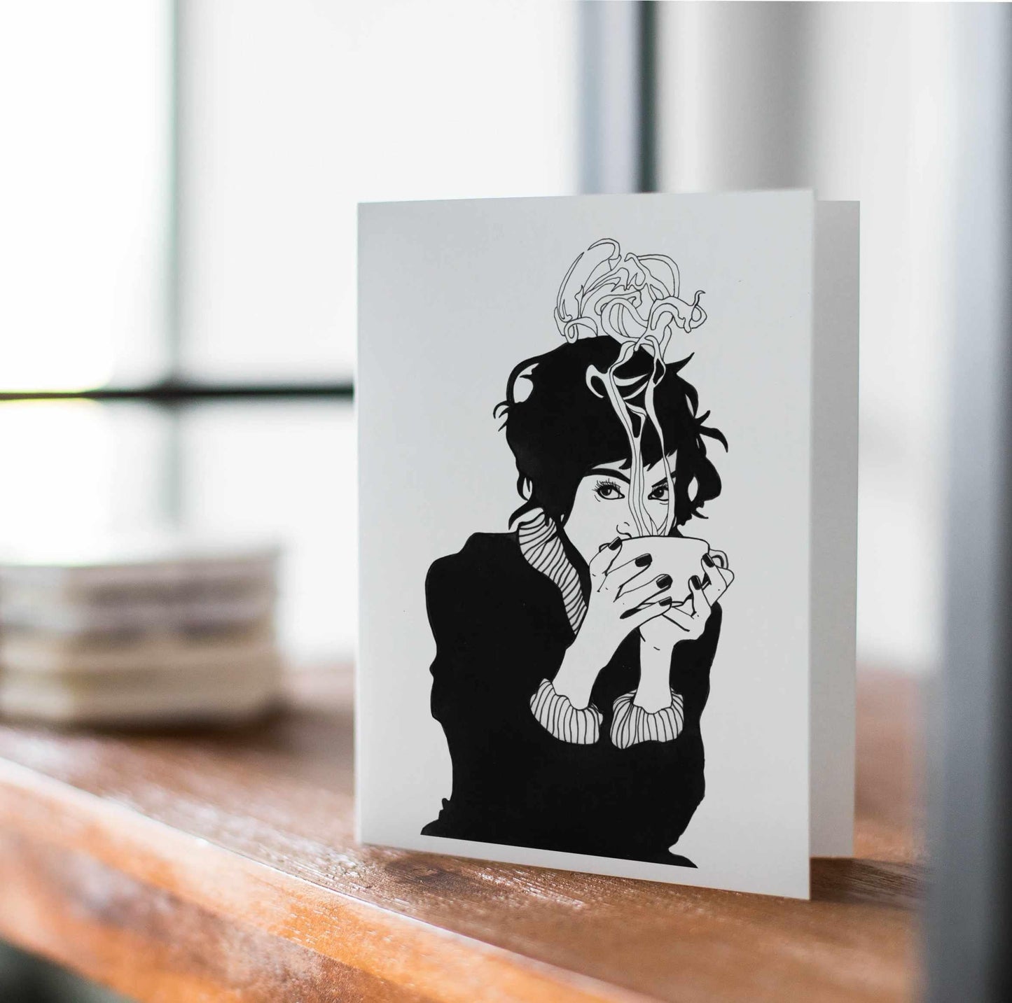 PinkPolish Design Note Cards "But First, Coffee" Handmade Notecard