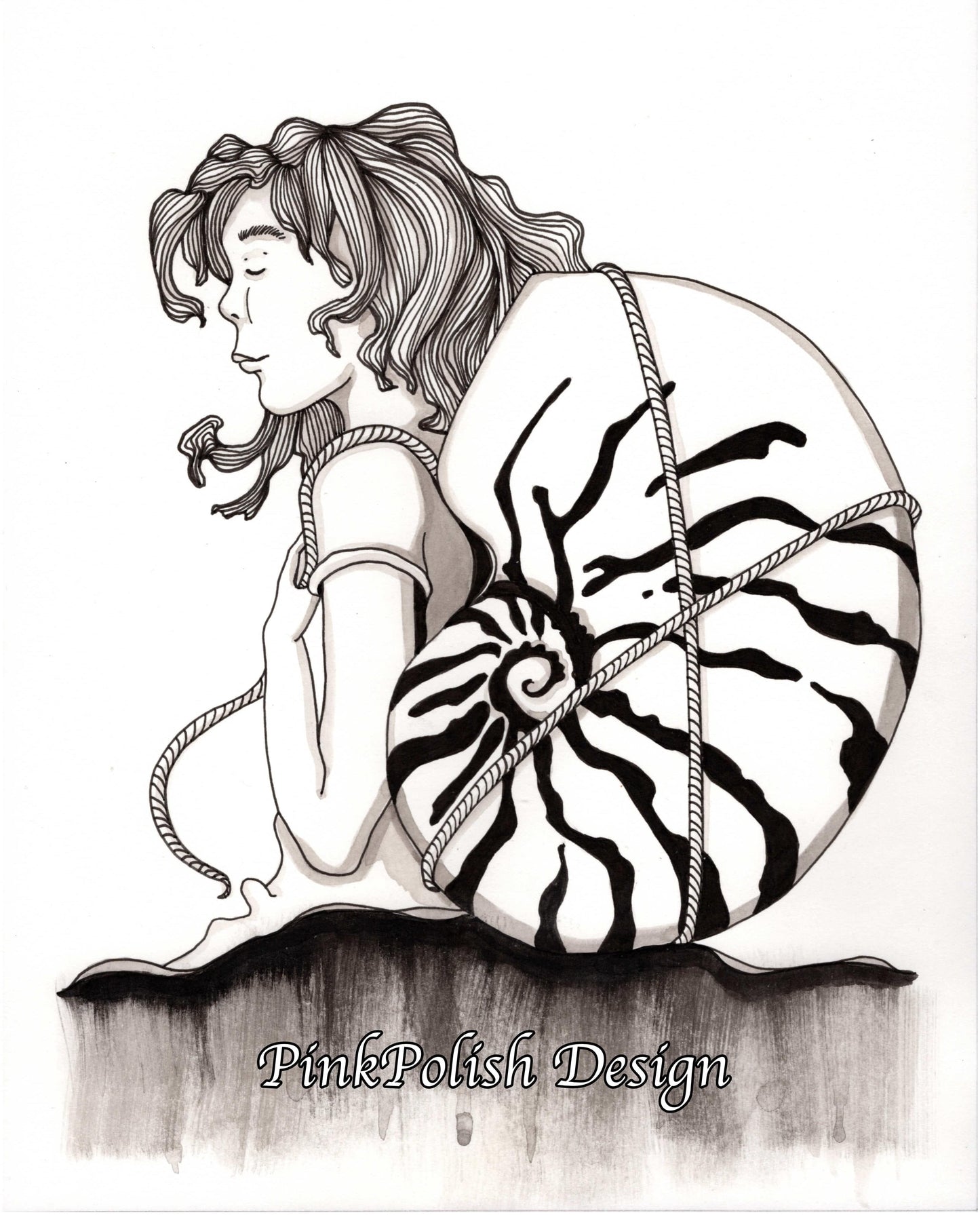 PinkPolish Design Art Prints "Carry On" Ink Drawing: Art Print