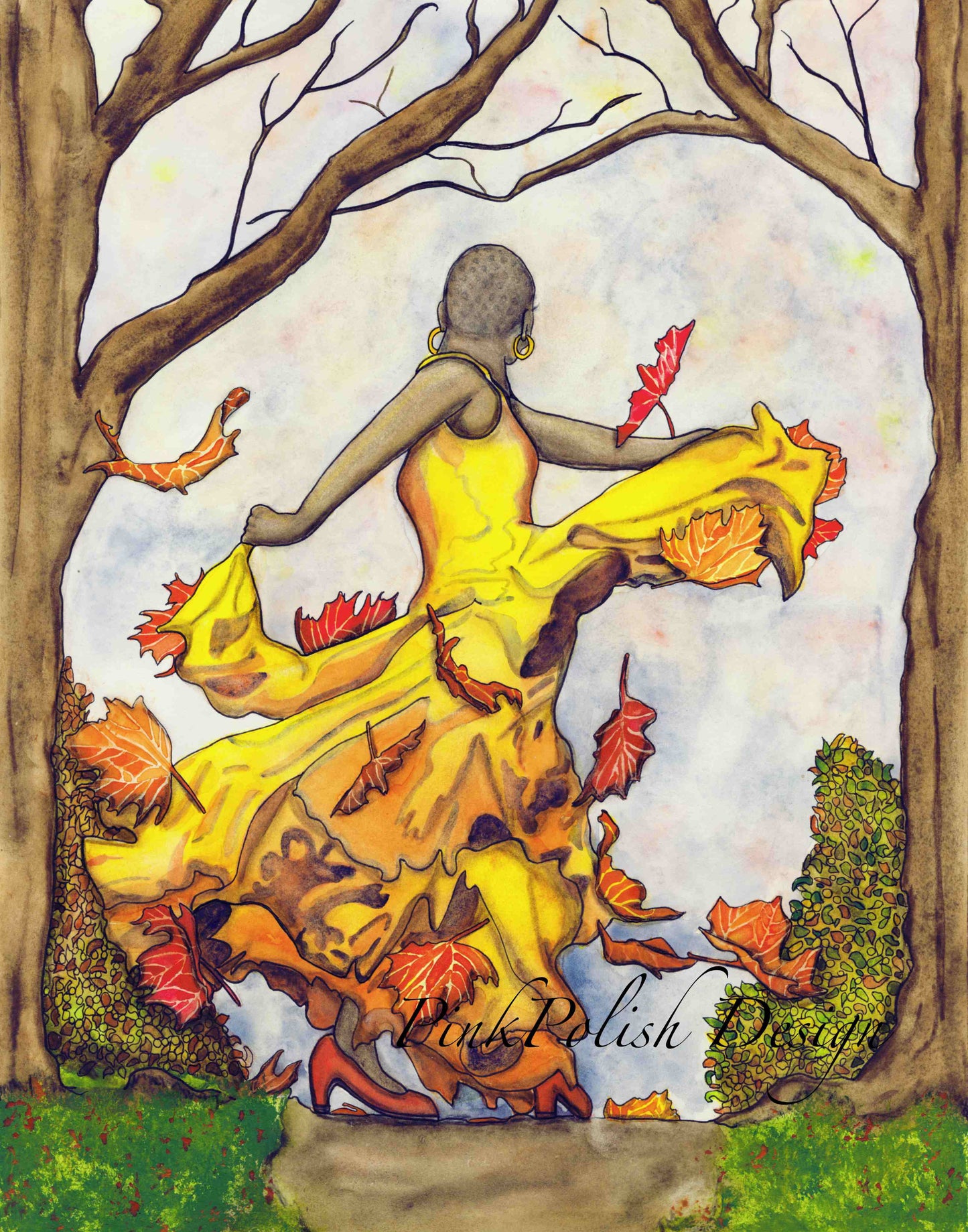 PinkPolish Design Art Prints "Changing Season" Watercolor Painting: Art Print