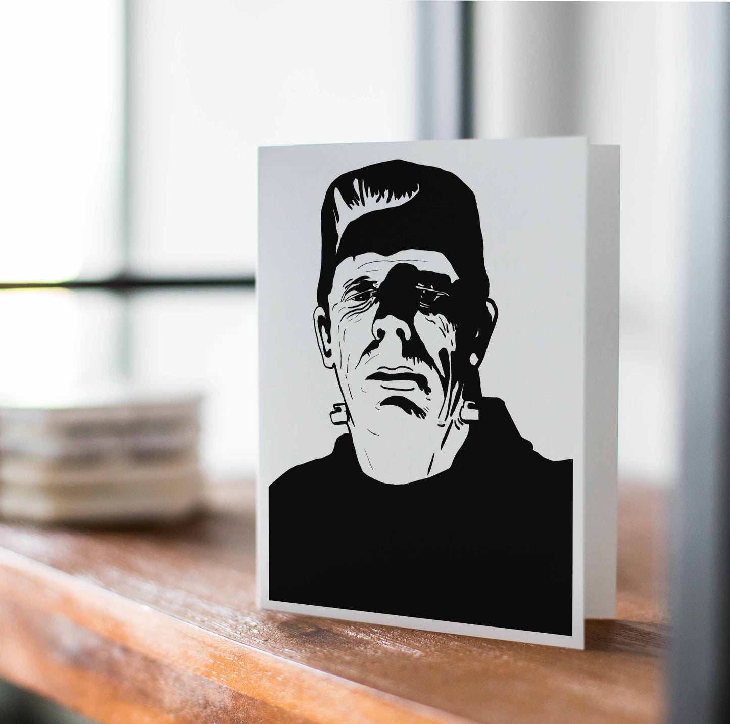 PinkPolish Design Card Pack "Classic Movie Monsters", 4 Card Pack of Handmade Notecards