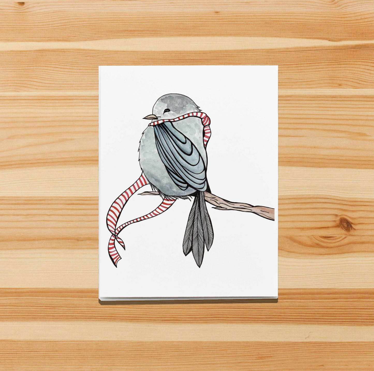 PinkPolish Design Note Cards "Cozy Bird" Handmade Notecard
