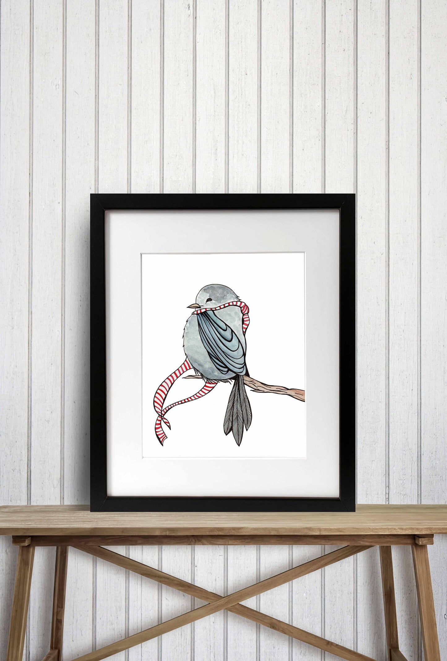 PinkPolish Design Art Prints "Cozy Bird" Watercolor Painting: Art Print