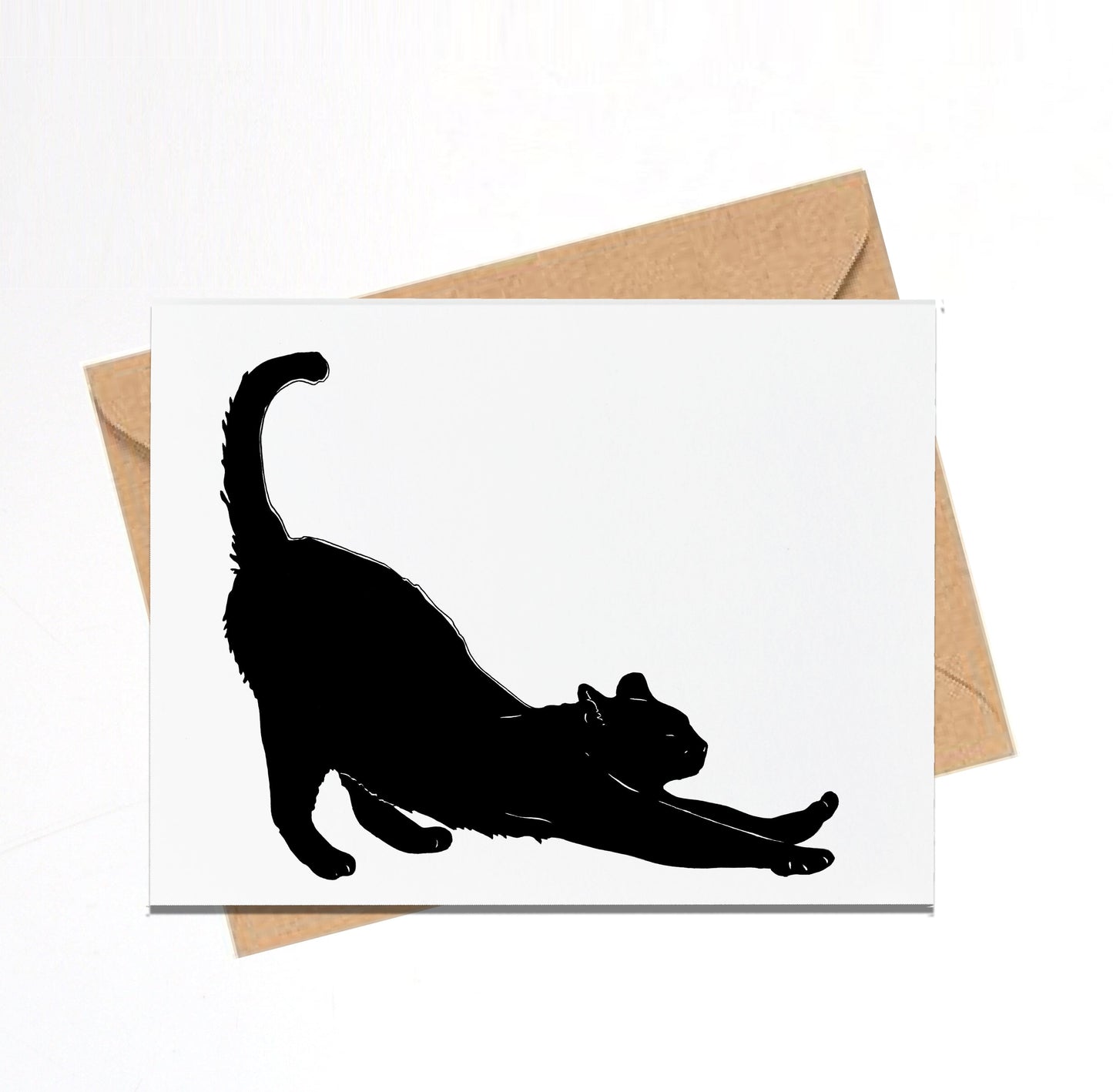 PinkPolish Design Note Cards "Downward Facing Cat" Handmade Notecard