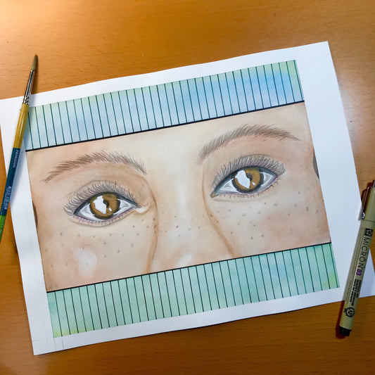 PinkPolish Design Original Art "Empathy" Original Watercolor, Colored Pencil & Ink Illustration