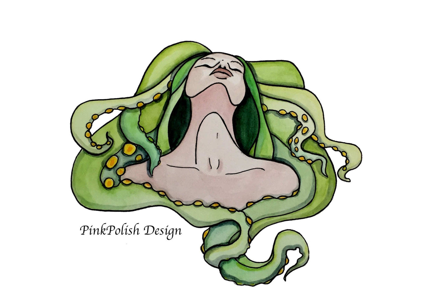 PinkPolish Design Art Prints "Enfolded" Watercolor Painting: Art Print
