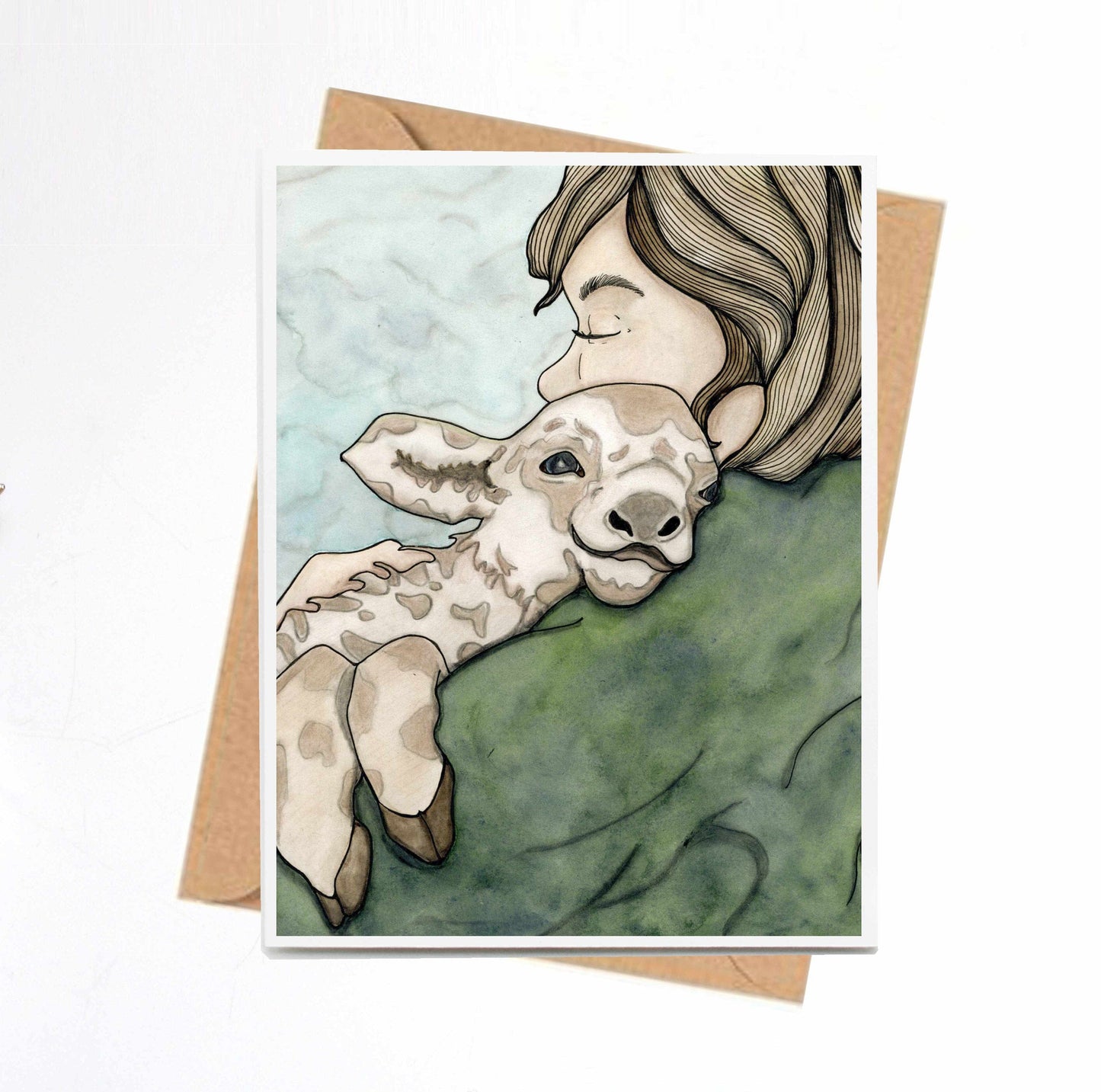 PinkPolish Design Note Cards "Farm Hugs" Handmade Notecard