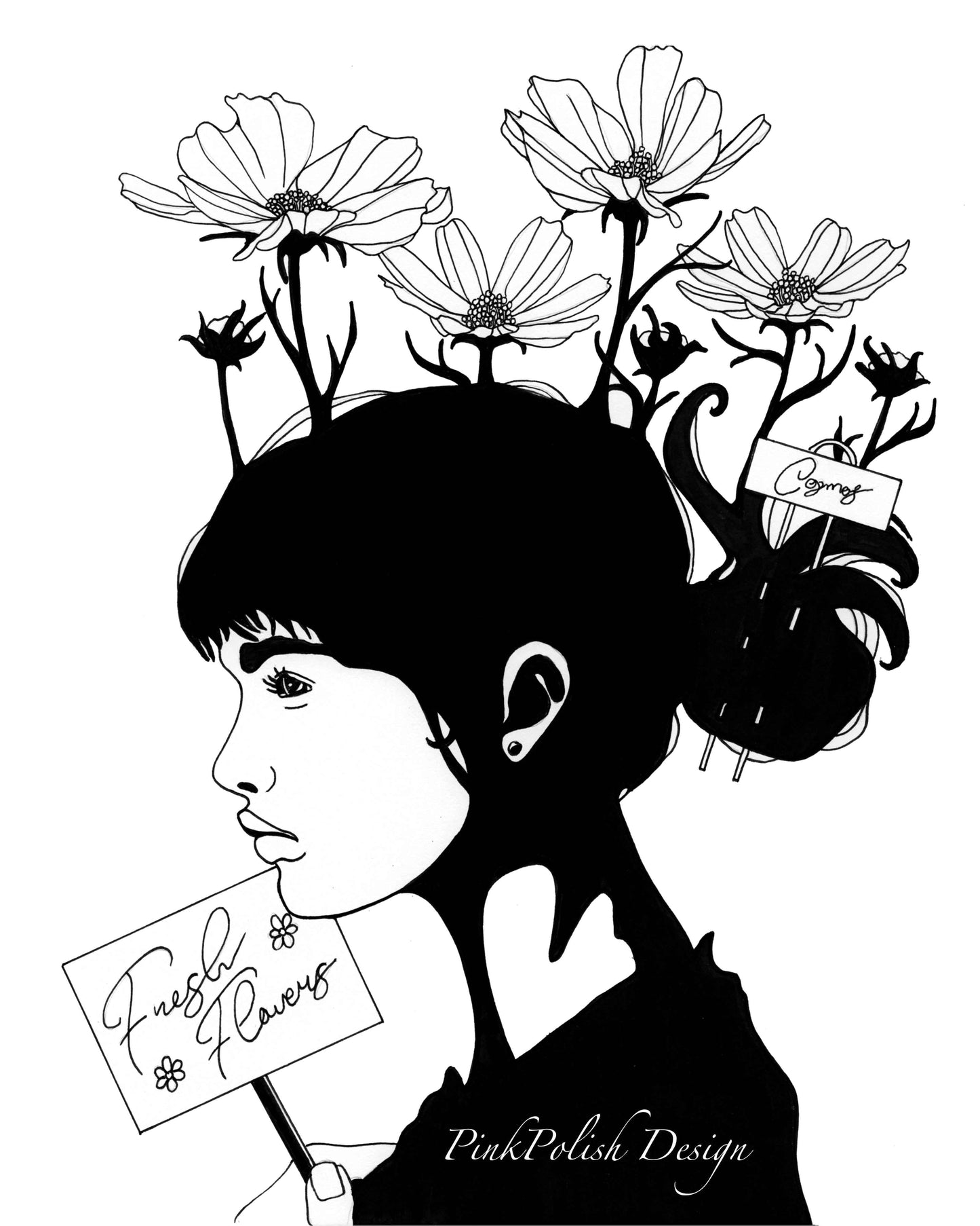 PinkPolish Design Art Prints "Farm" Ink Drawing: Art Print
