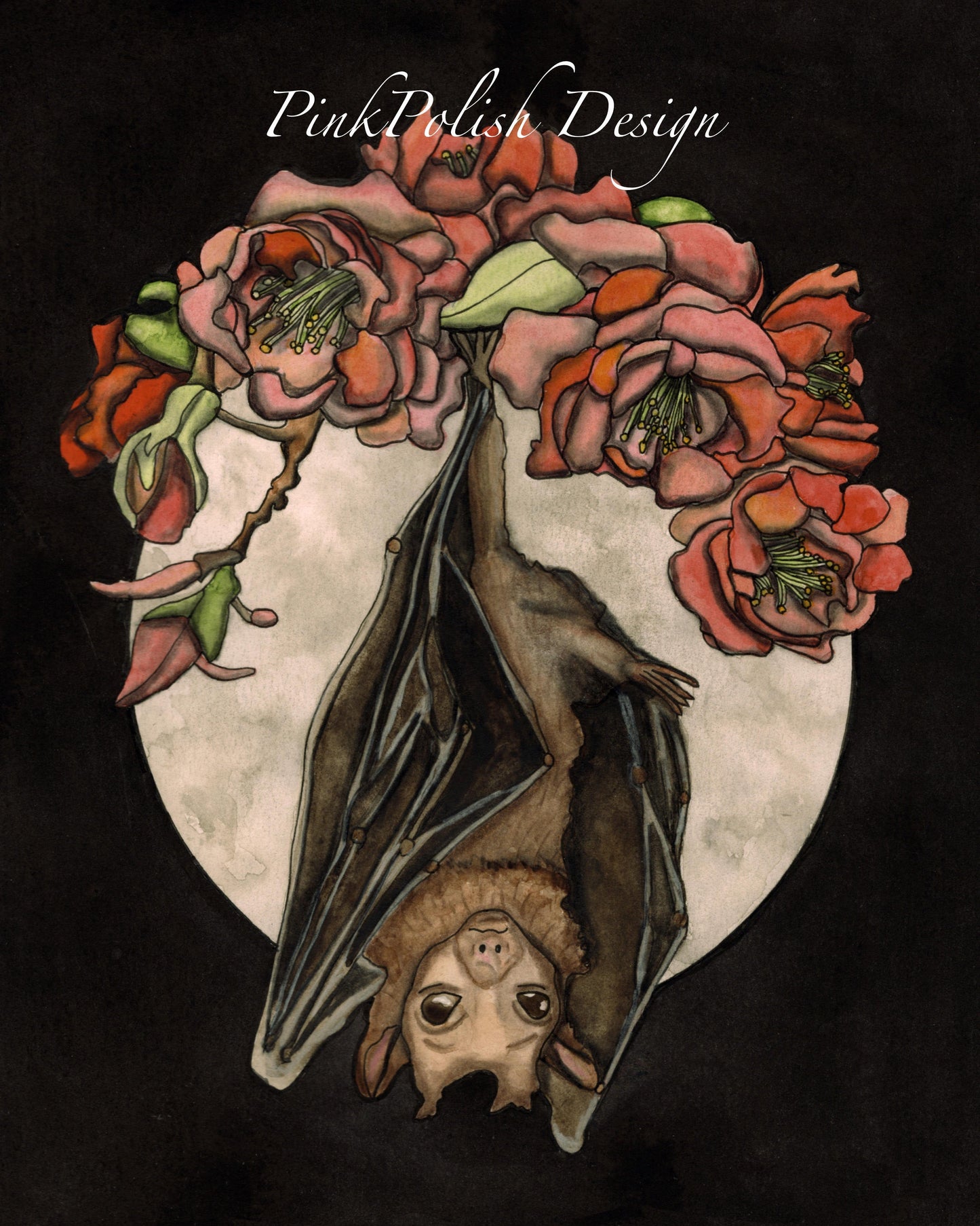 PinkPolish Design Art Prints "Feeling Batty" Watercolor Painting: Art Print