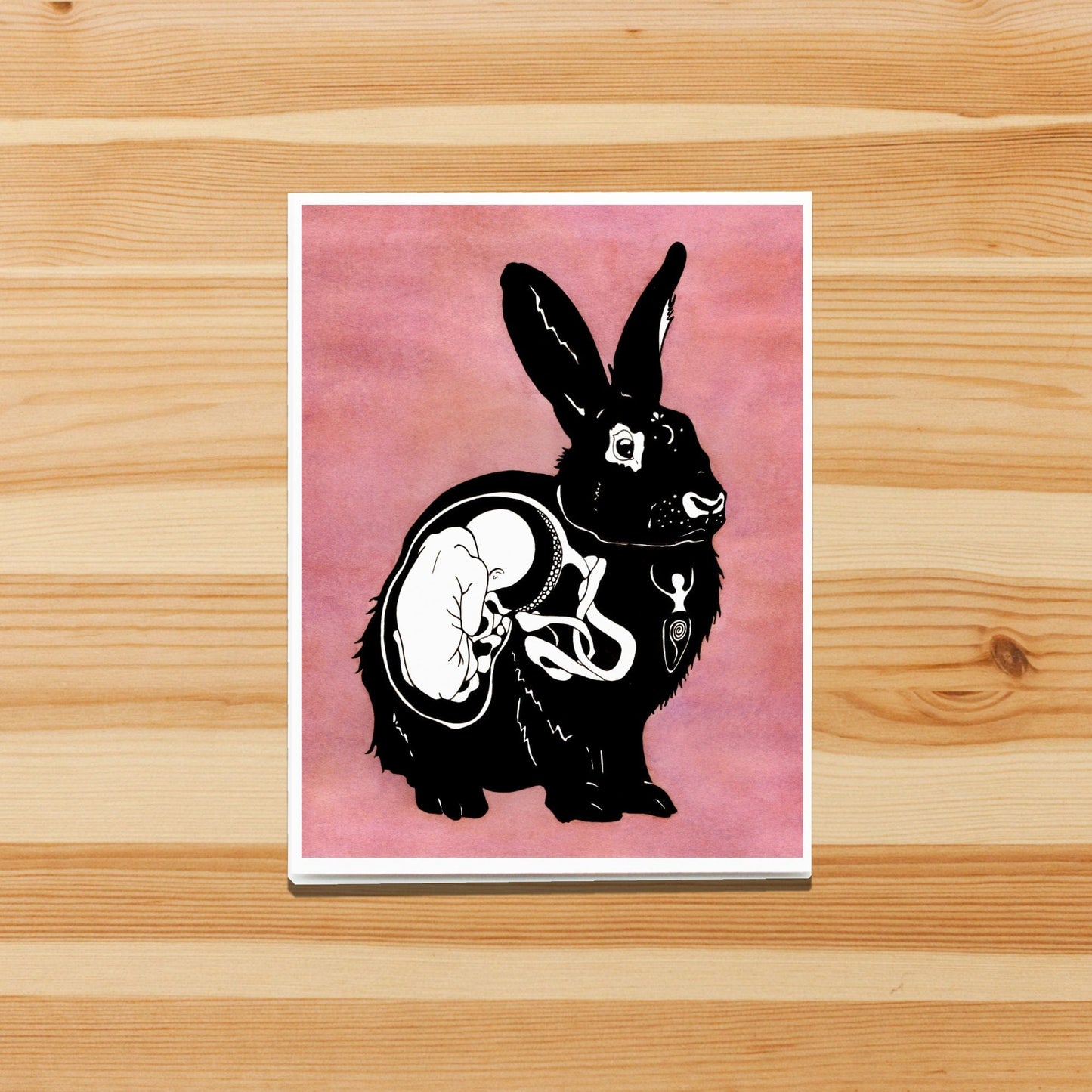 PinkPolish Design Note Cards "Fertility Bunny" Handmade Notecard