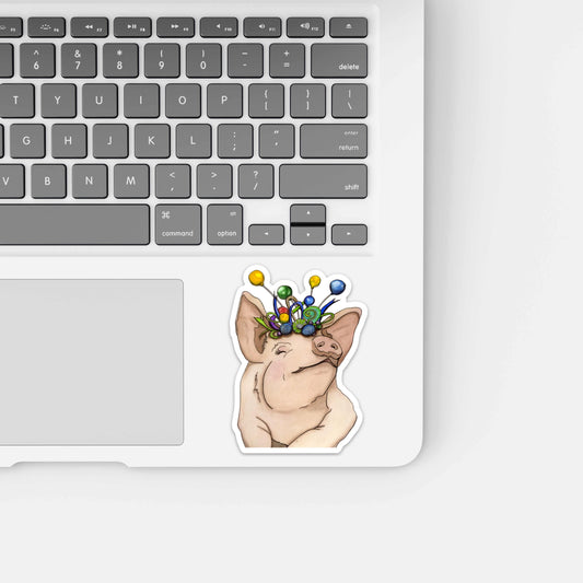 PinkPolish Design Stickers "Festive Pig" Vinyl Die Cut Sticker