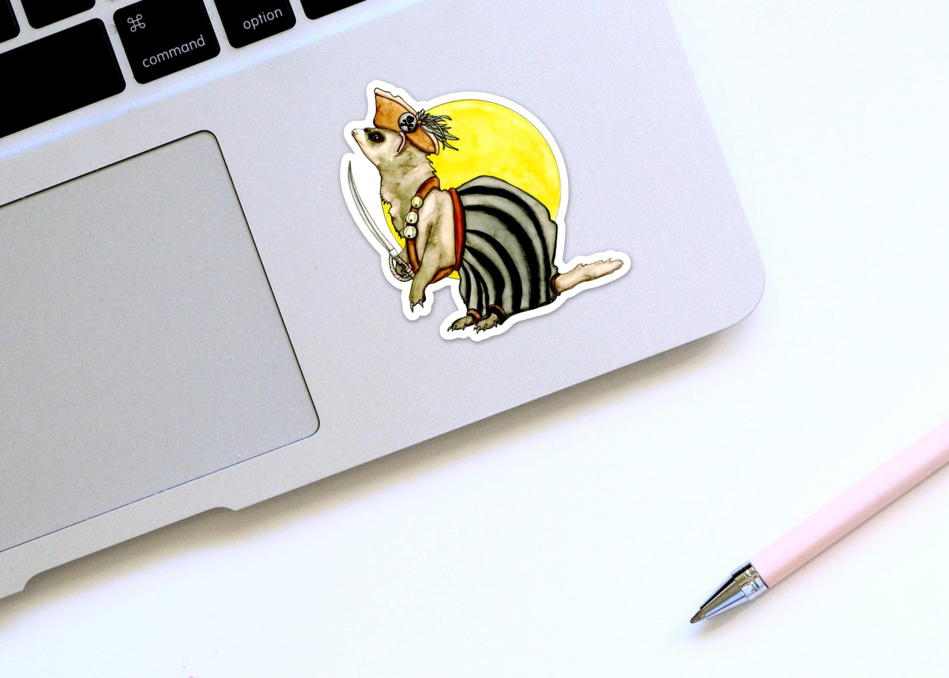 PinkPolish Design Stickers "First Mate Ferret" Vinyl Die Cut Sticker